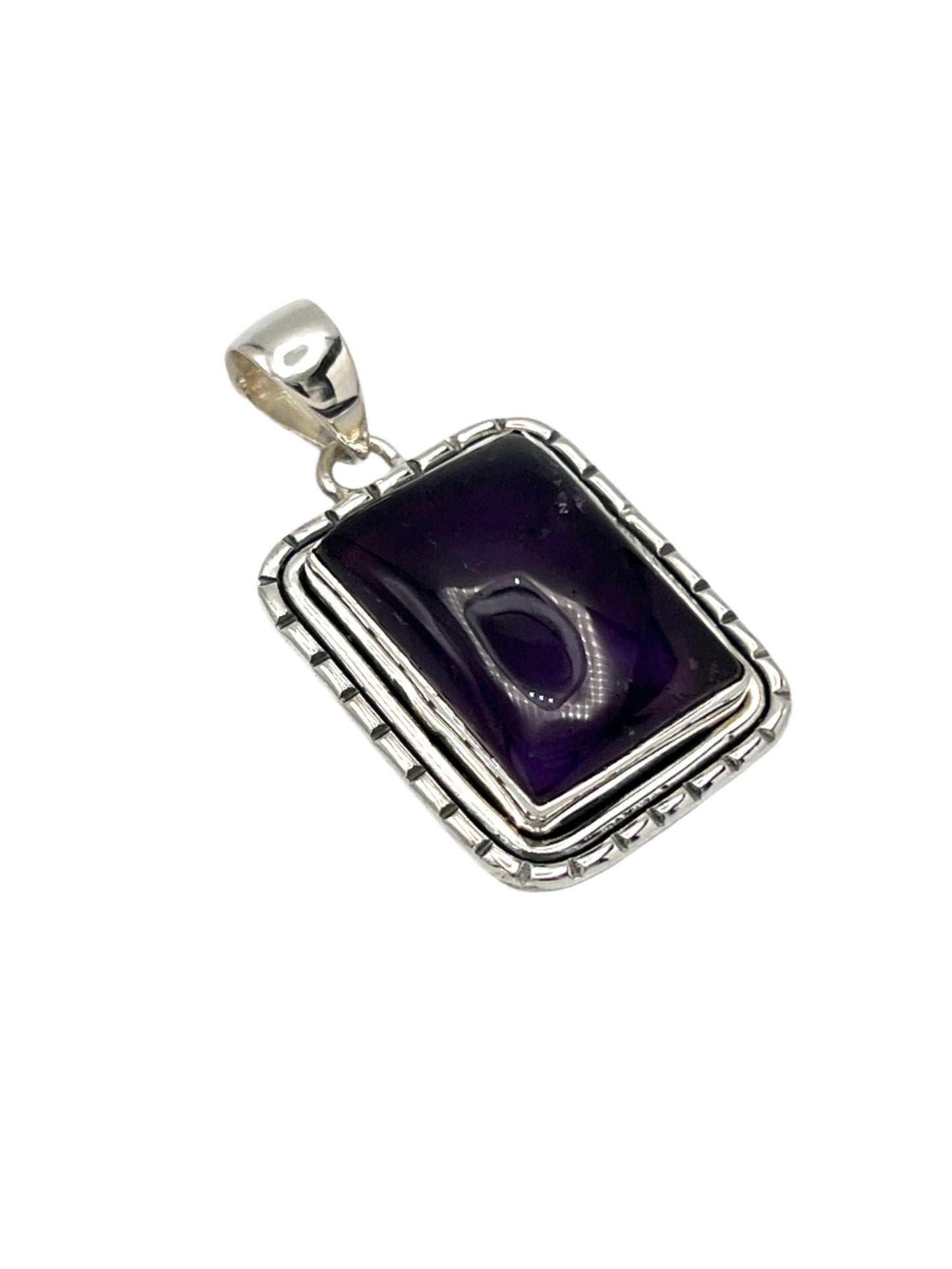 Sterling Silver Rectangle Amethyst Pendants