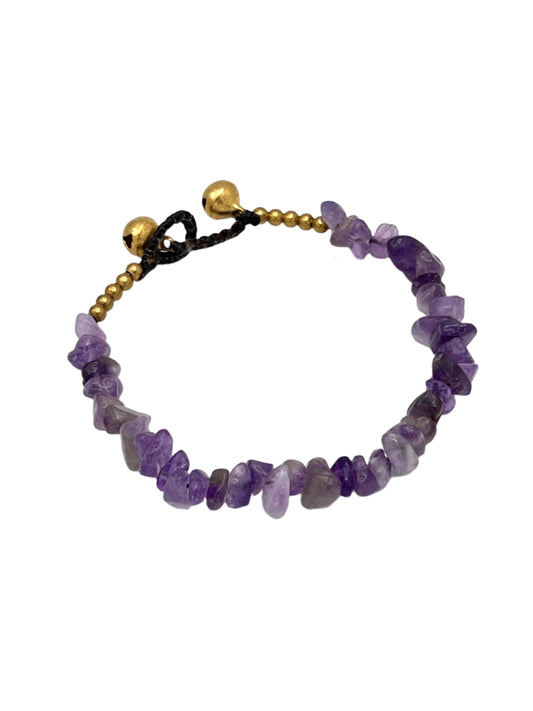 Chunky Gemstone Chip Brass Bracelet