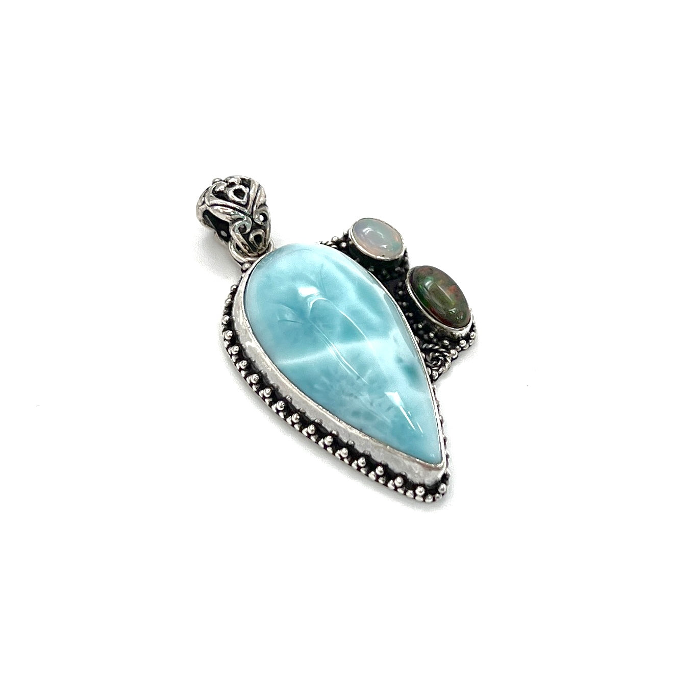 Sterling Silver Larimar & Opal Pendants