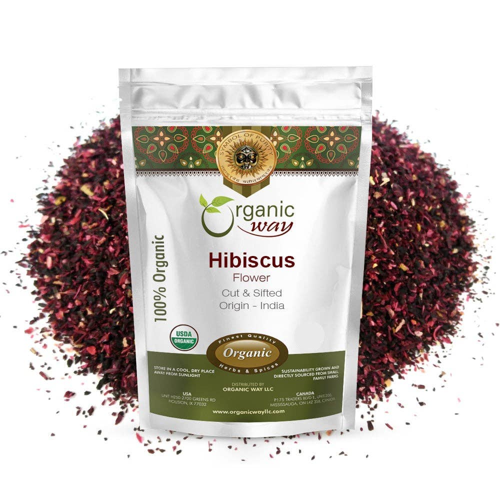 Dried Hibiscus Flower Cut & Sifted (Hibiscus rosa-sinensis) | Herbal Tea | Kosher Certified | Raw, Vegan, Non GMO & Gluten Free | USDA Certified | Origin - India
