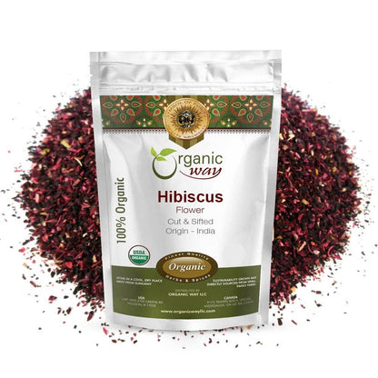 Dried Hibiscus Flower Cut & Sifted (Hibiscus rosa-sinensis) | Herbal Tea | Kosher Certified | Raw, Vegan, Non GMO & Gluten Free | USDA Certified | Origin - India