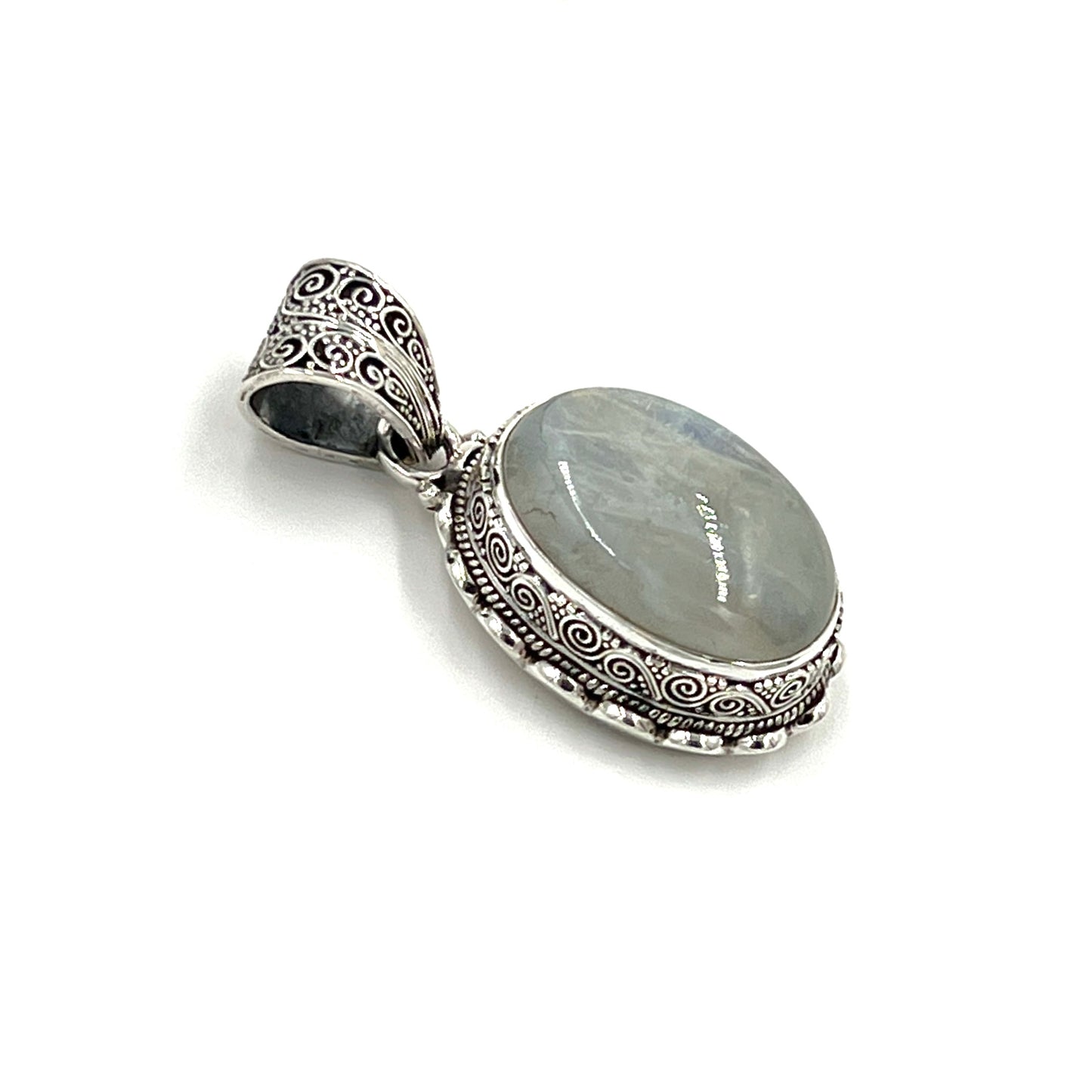 Sterling Silver Filigree Oval Moonstone Pendants