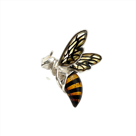 Sterling Silver Amber Queen Bee Ring