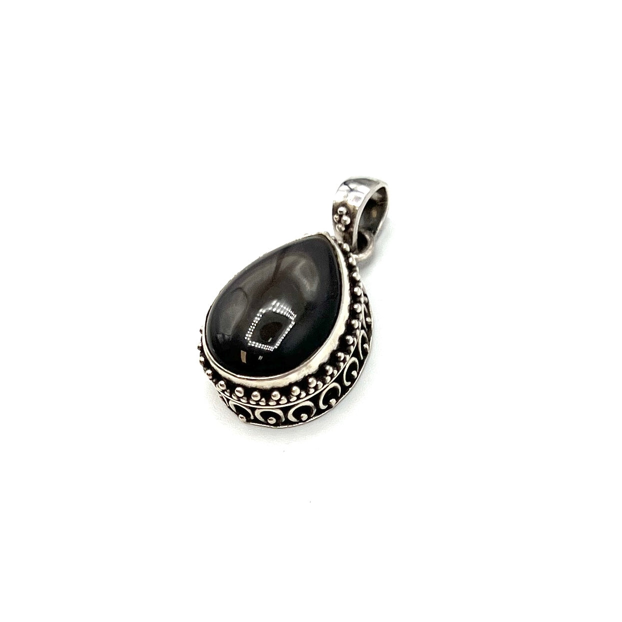 Sterling Silver Beaded Rainbow Obsidian Pendants