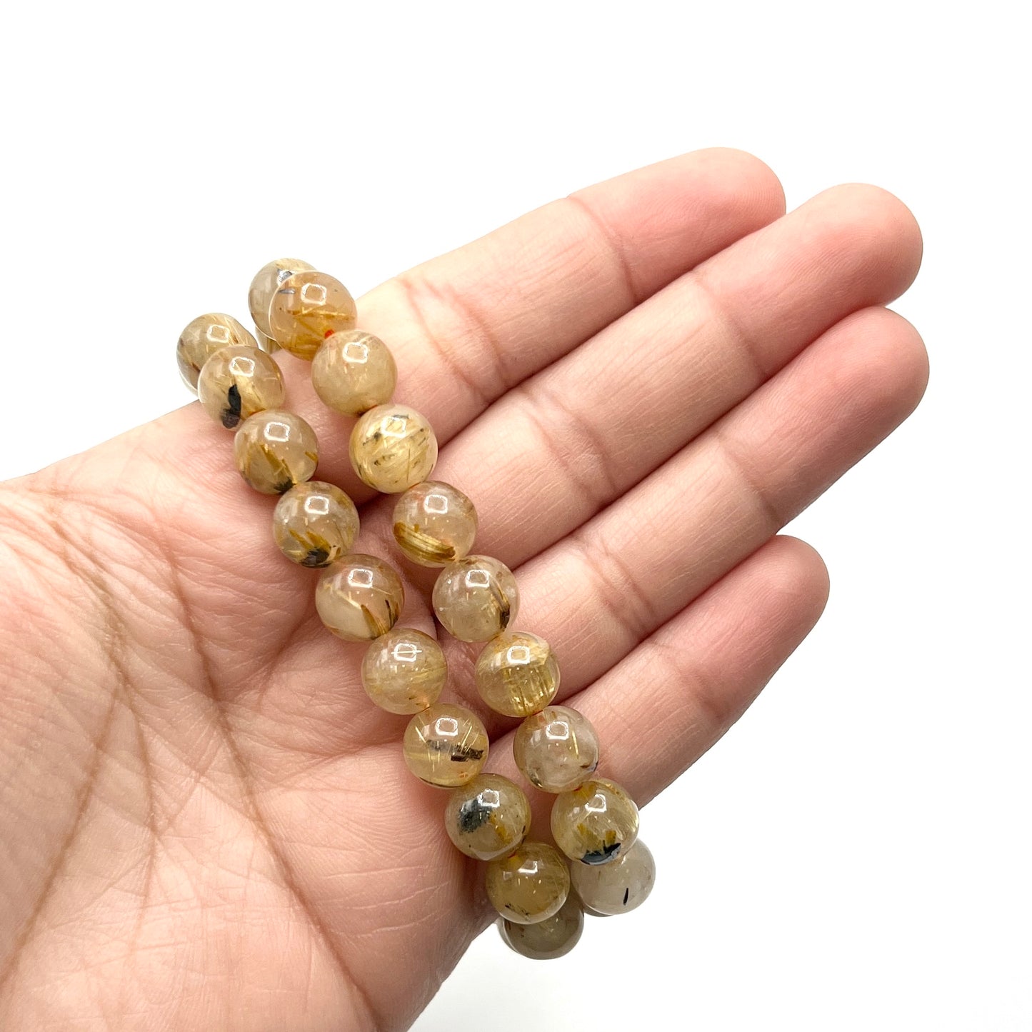 A+ Golden Rutilated Clear Quartz Stretchy Bracelets