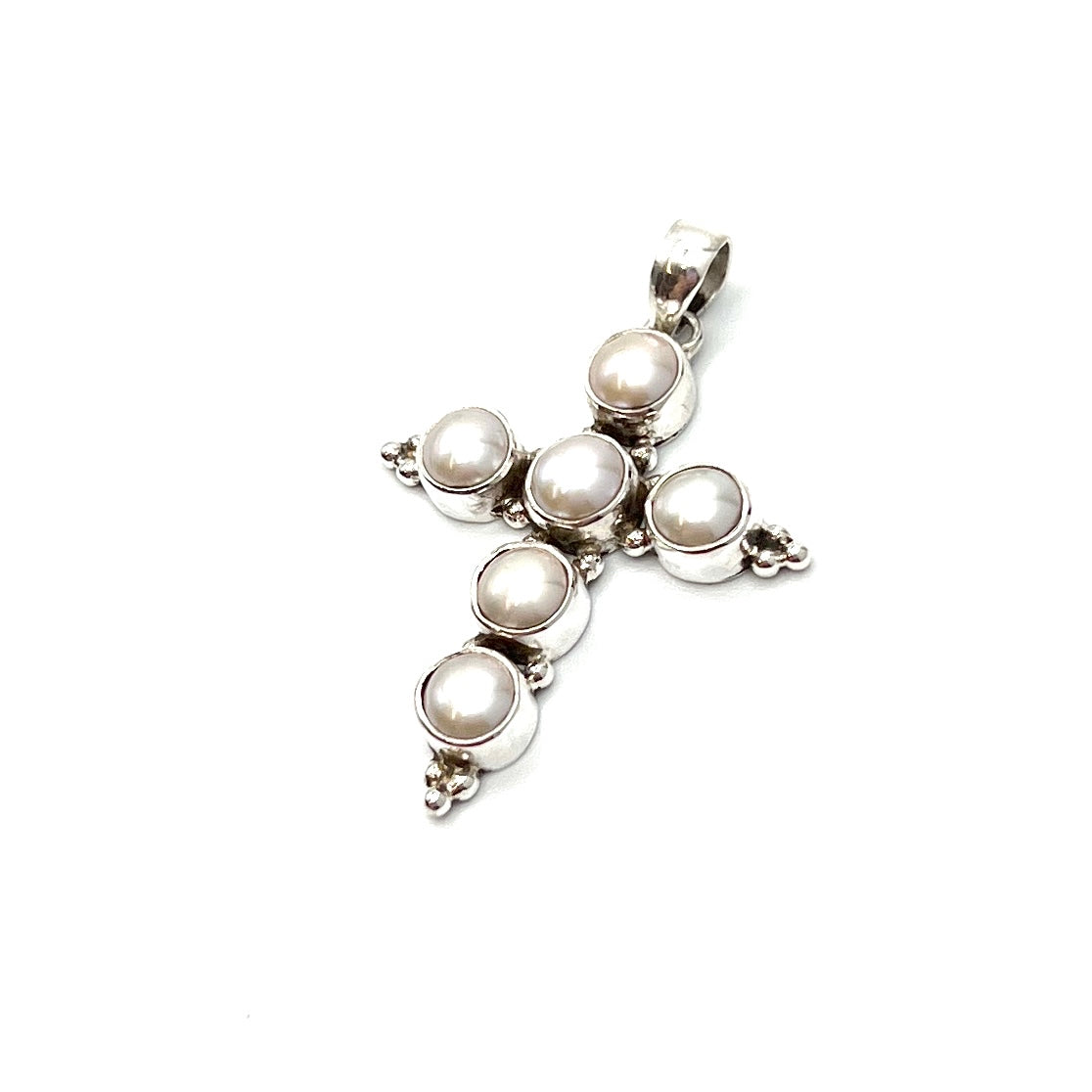 Sterling Silver Pearl Cross Pendant