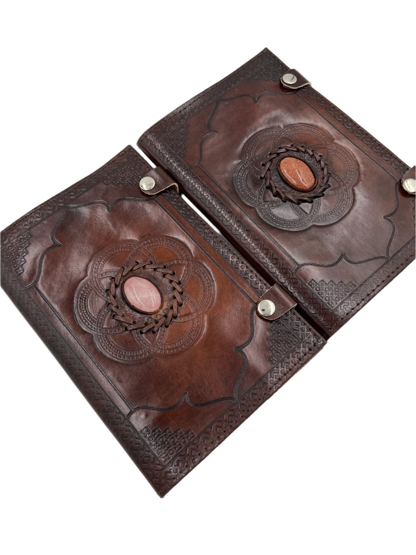 Camel Leather Gemstone Journal | Lotus | 9" x 6" x 1/2"