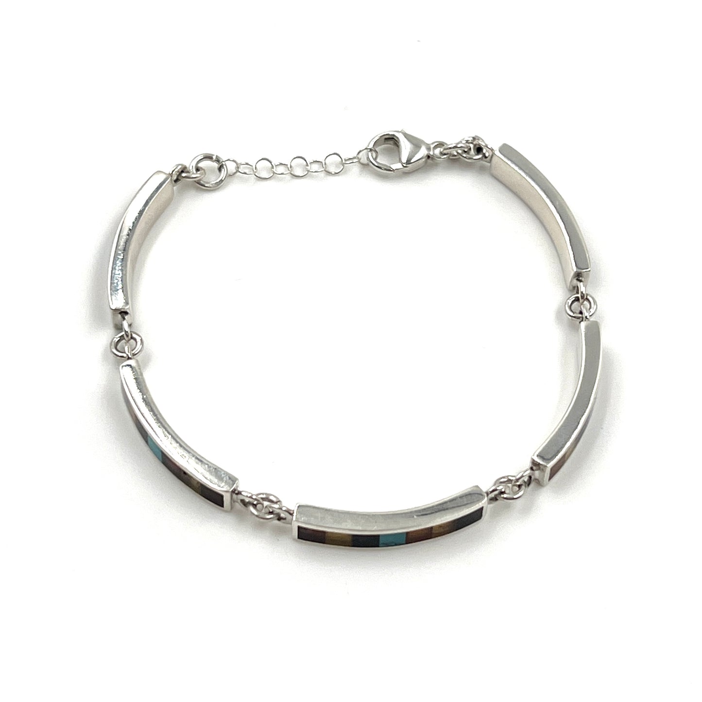 Sterling Silver Multi Amber & Turquoise Bracelet