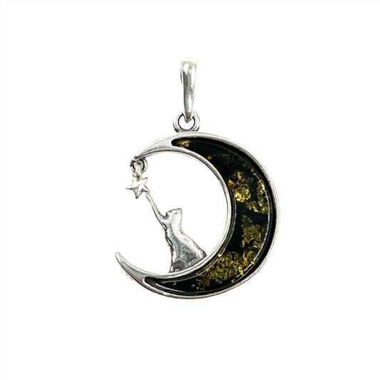 Amber Cat Moon Pendants