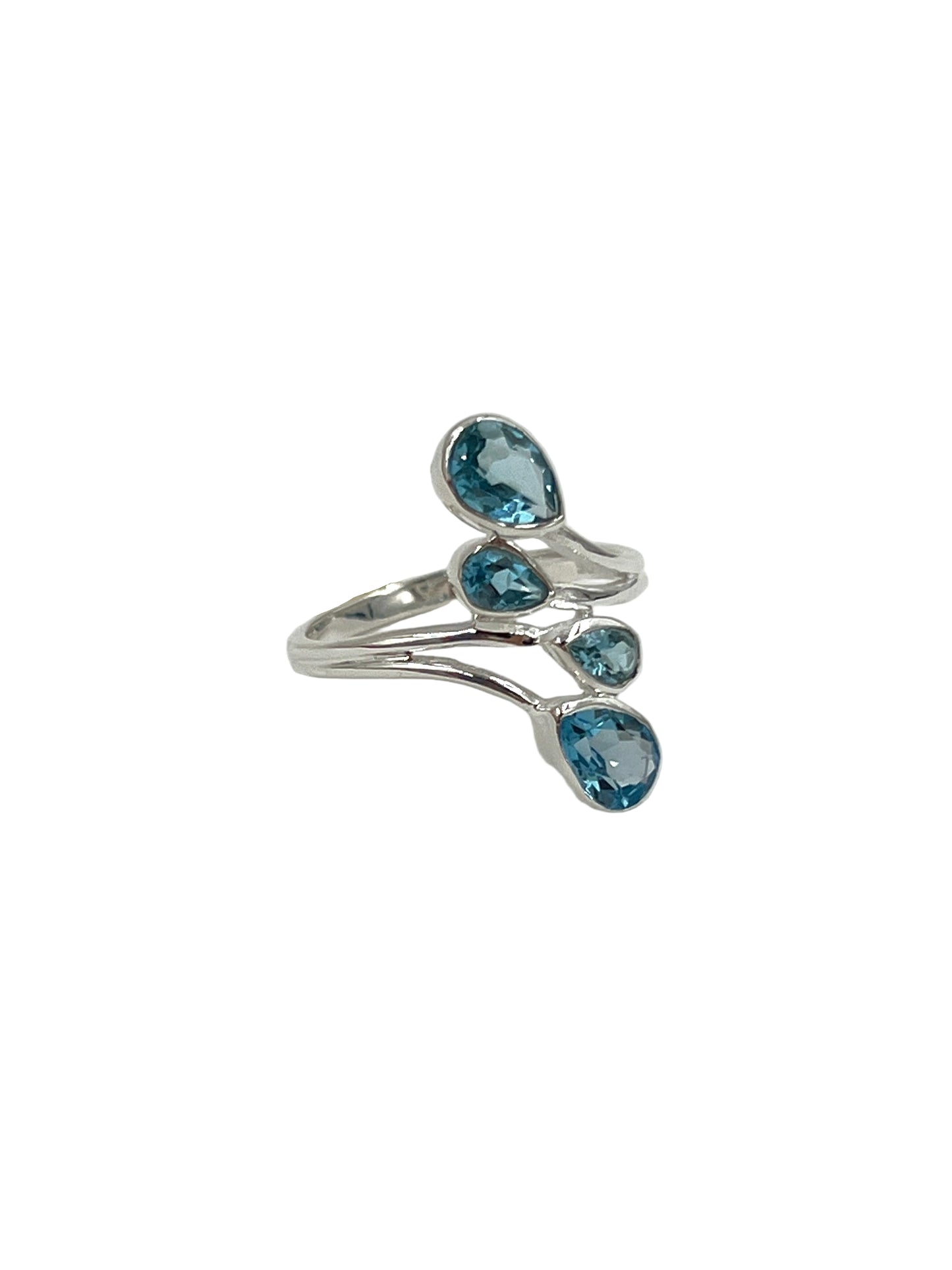 Teardrop Sky Blue Topaz Ring