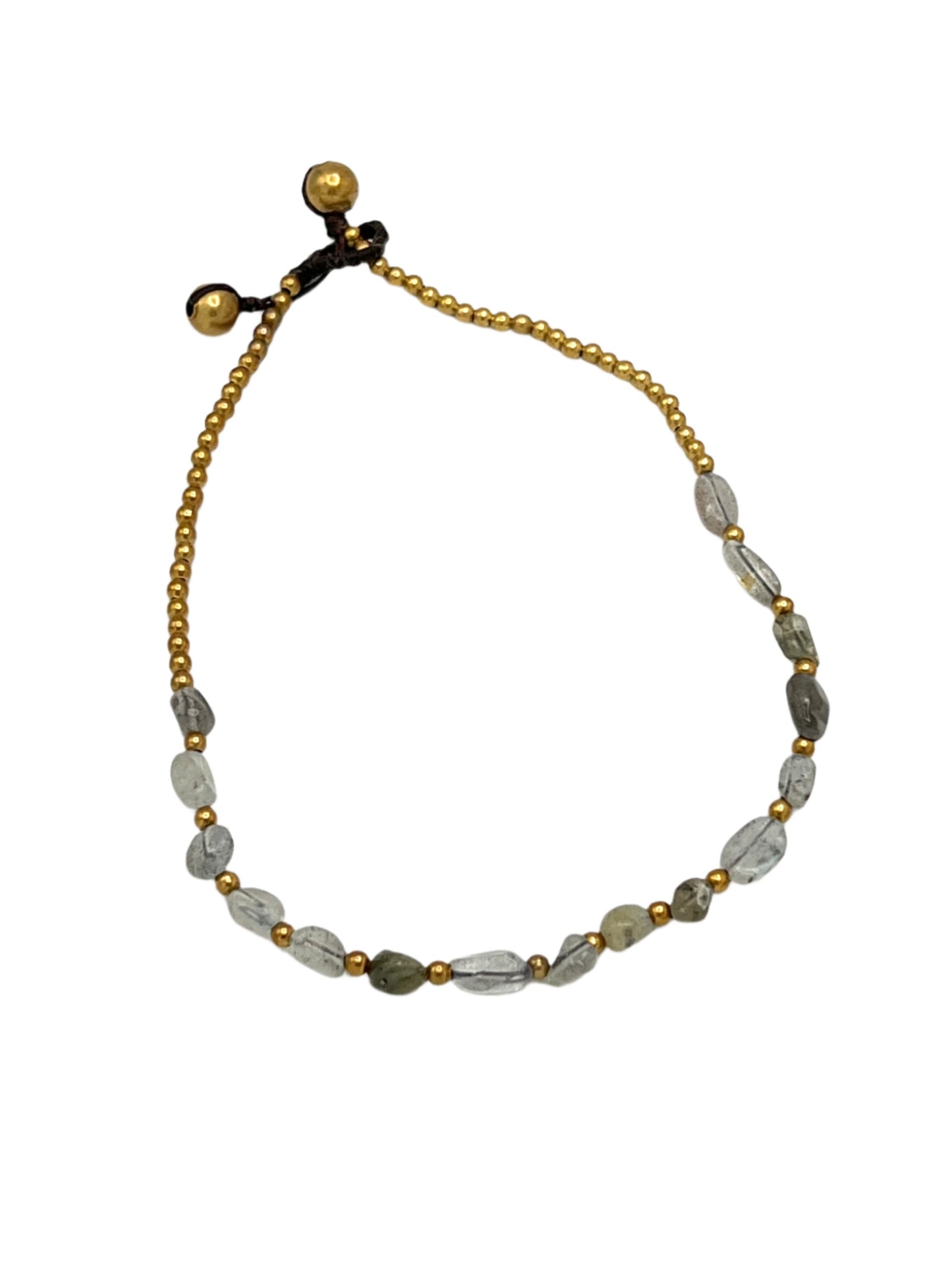 Freeform Gemstone Brass Anklets