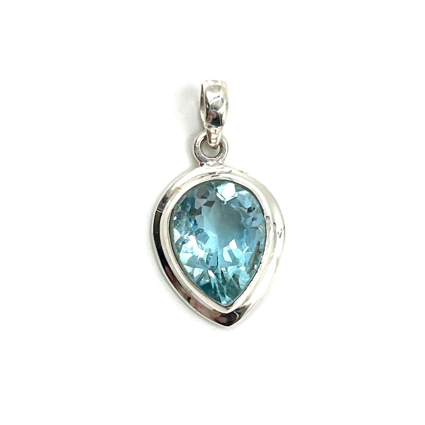 Sterling Silver Tear Drop Blue Topaz Pendants