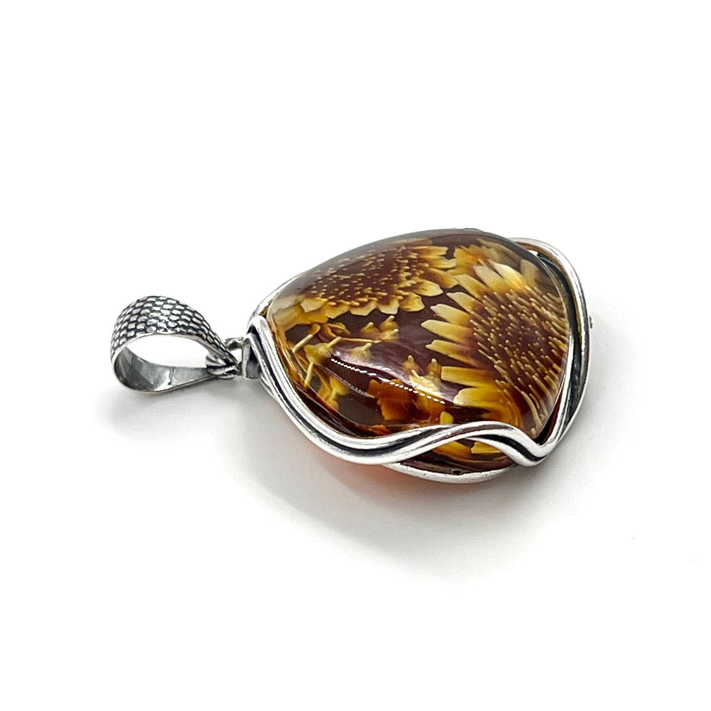 Amber Flower Pendants