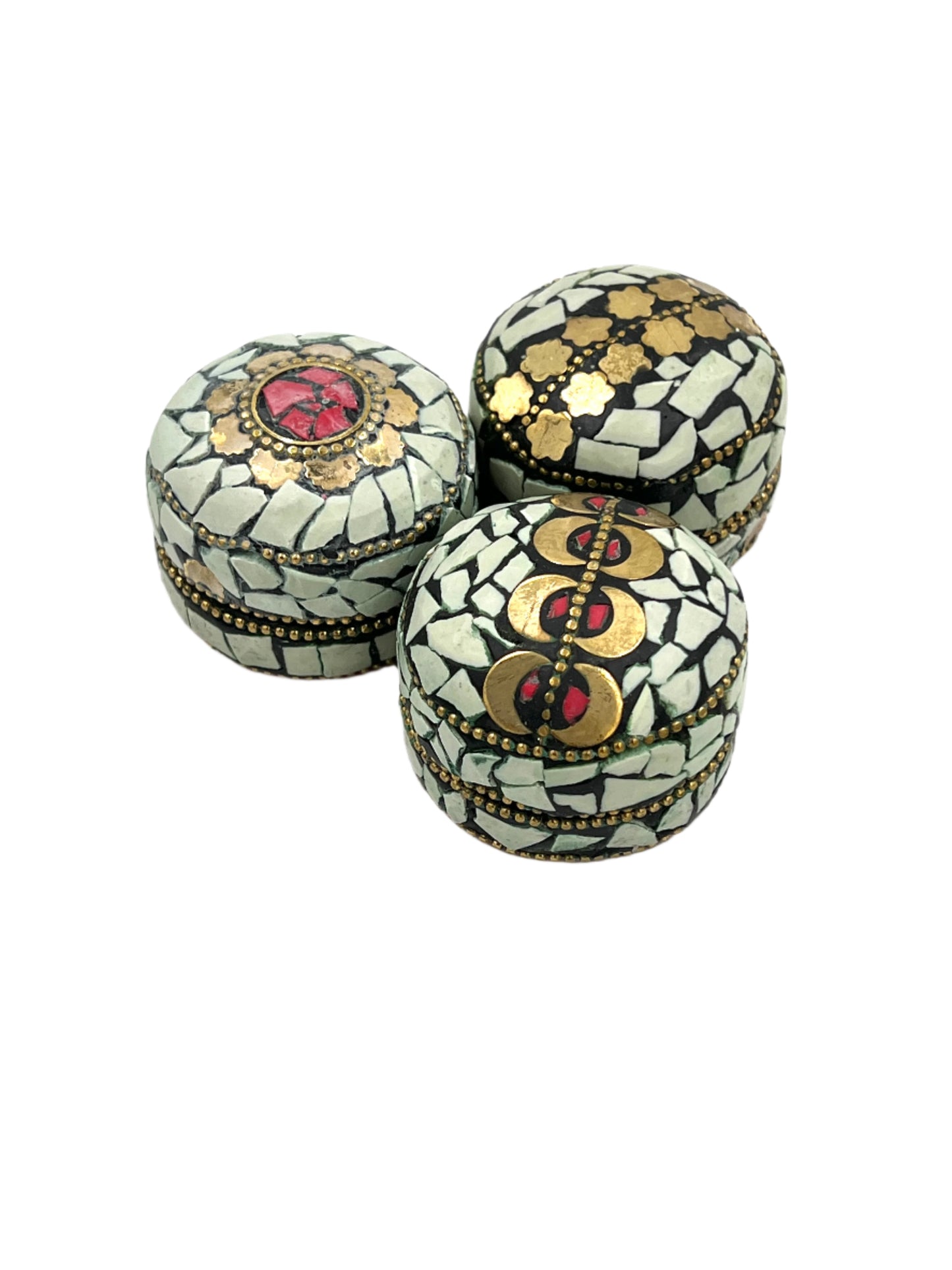Mini Mosaic Indian Handmade Metal Jewelry Tin
