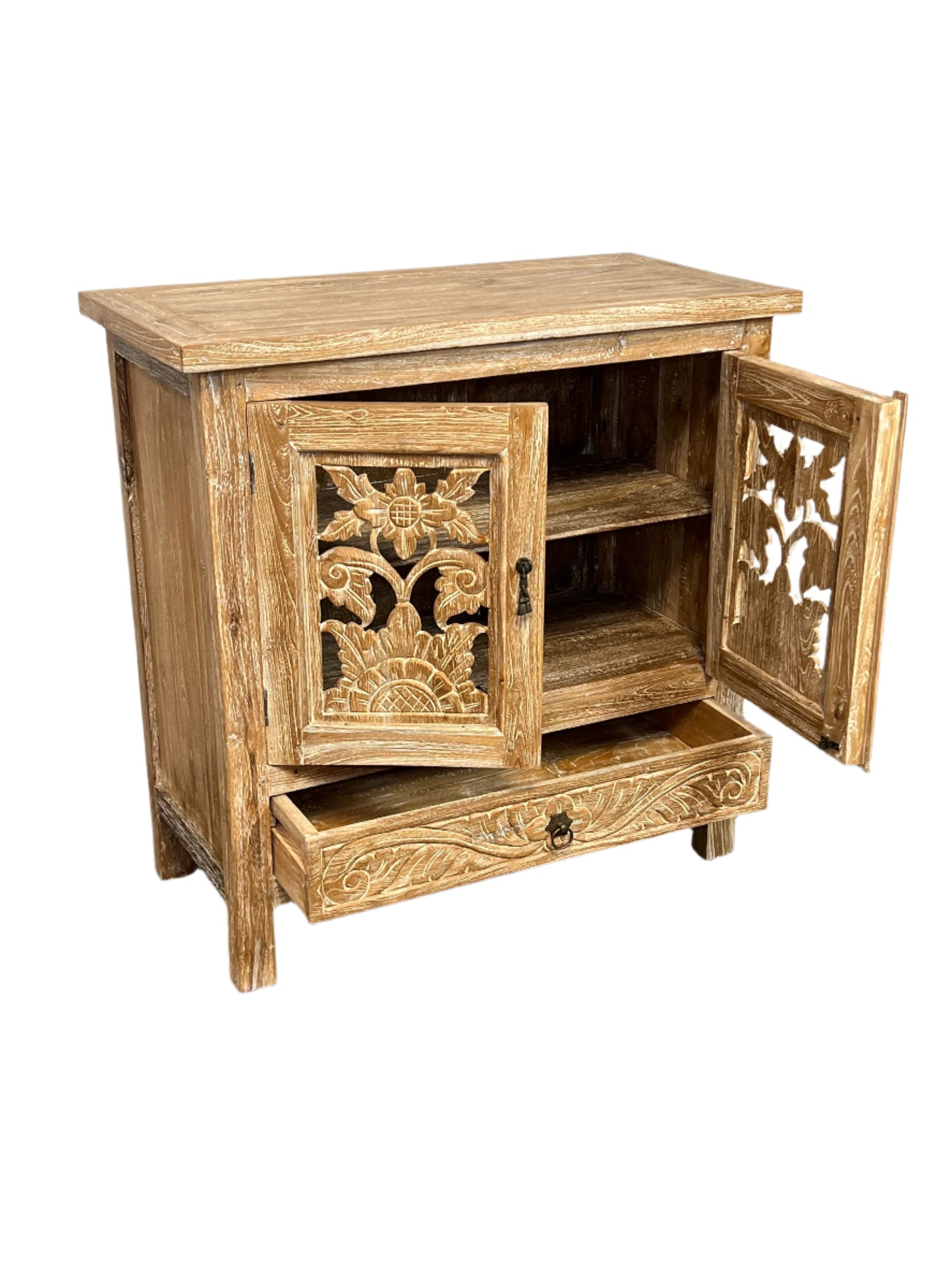 White Washed Teak Lotus Vanity