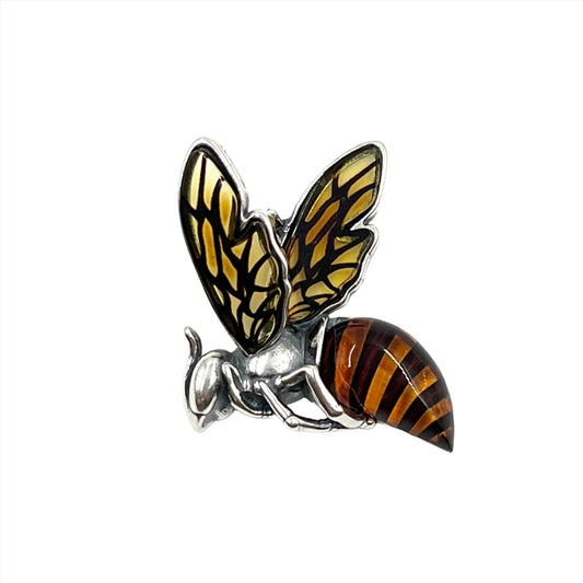 Silver Amber Queen Bee Pendant