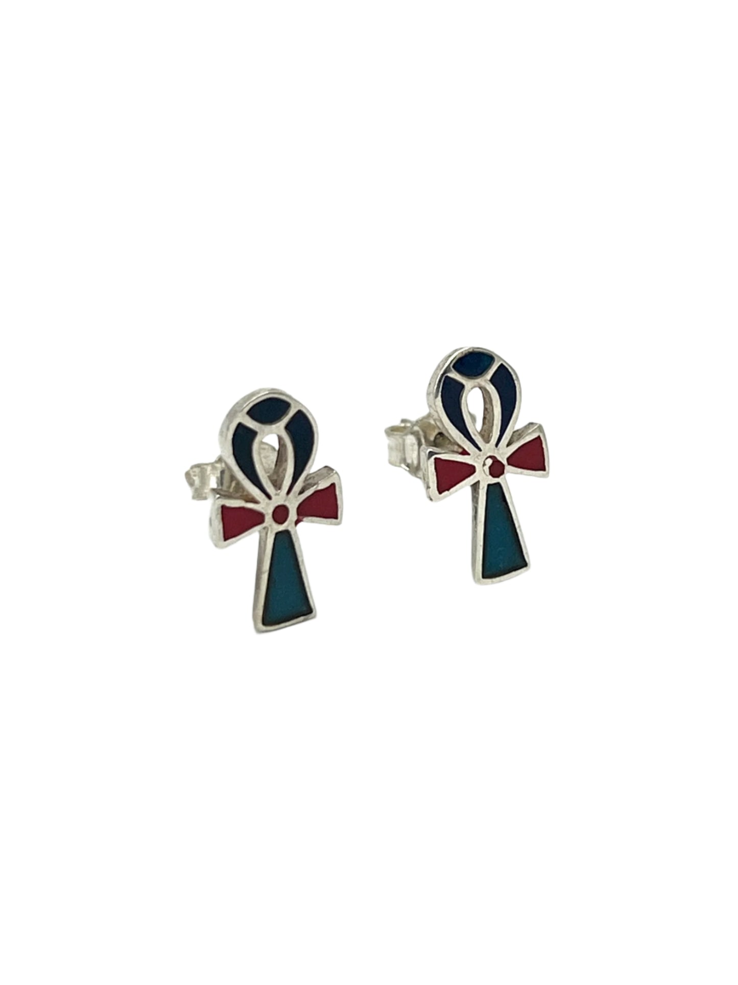 Silver Ankh Studs