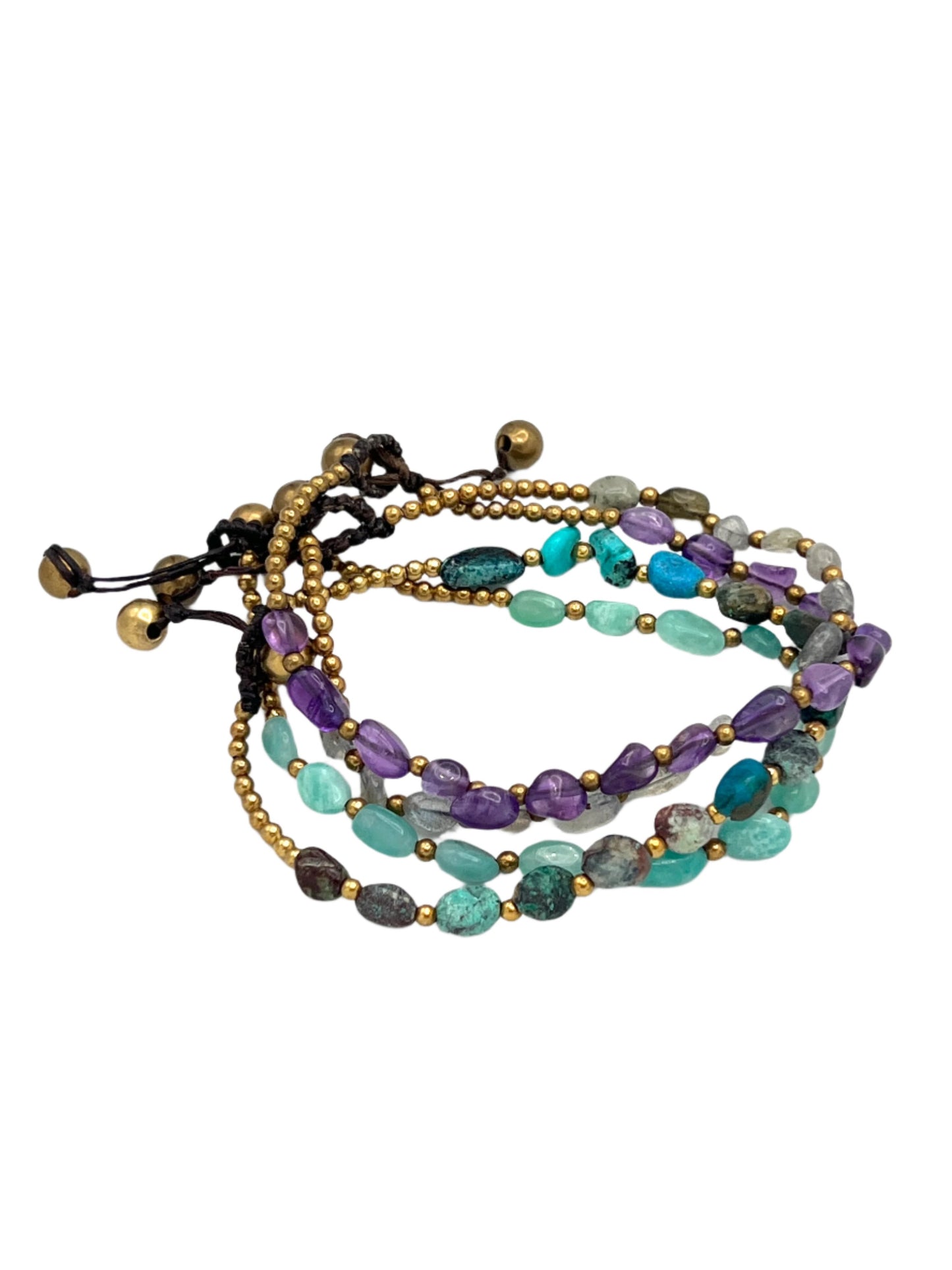 Freeform Gemstone Brass Bracelets