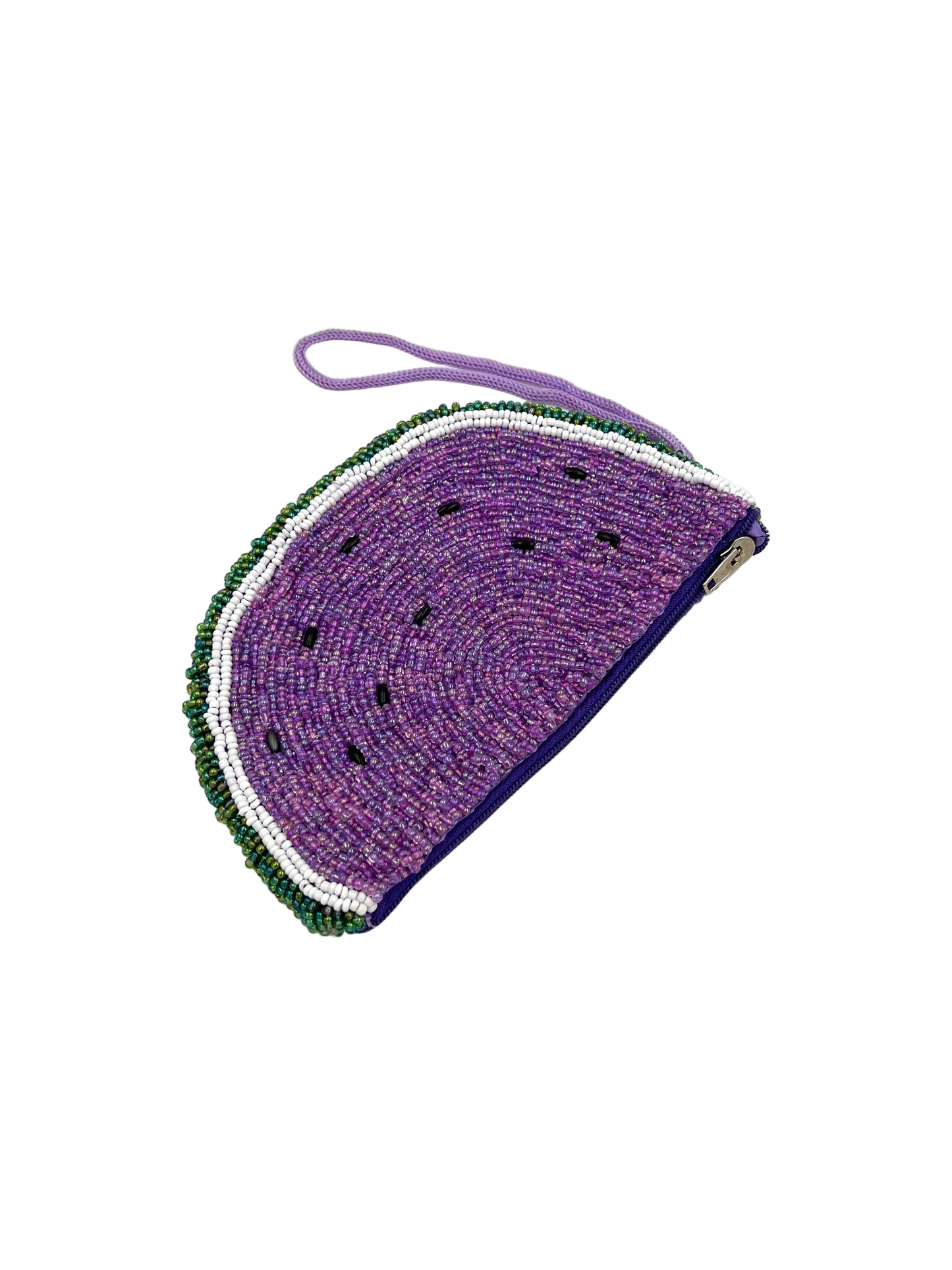 Beaded Purple Watermelon Coin Purse