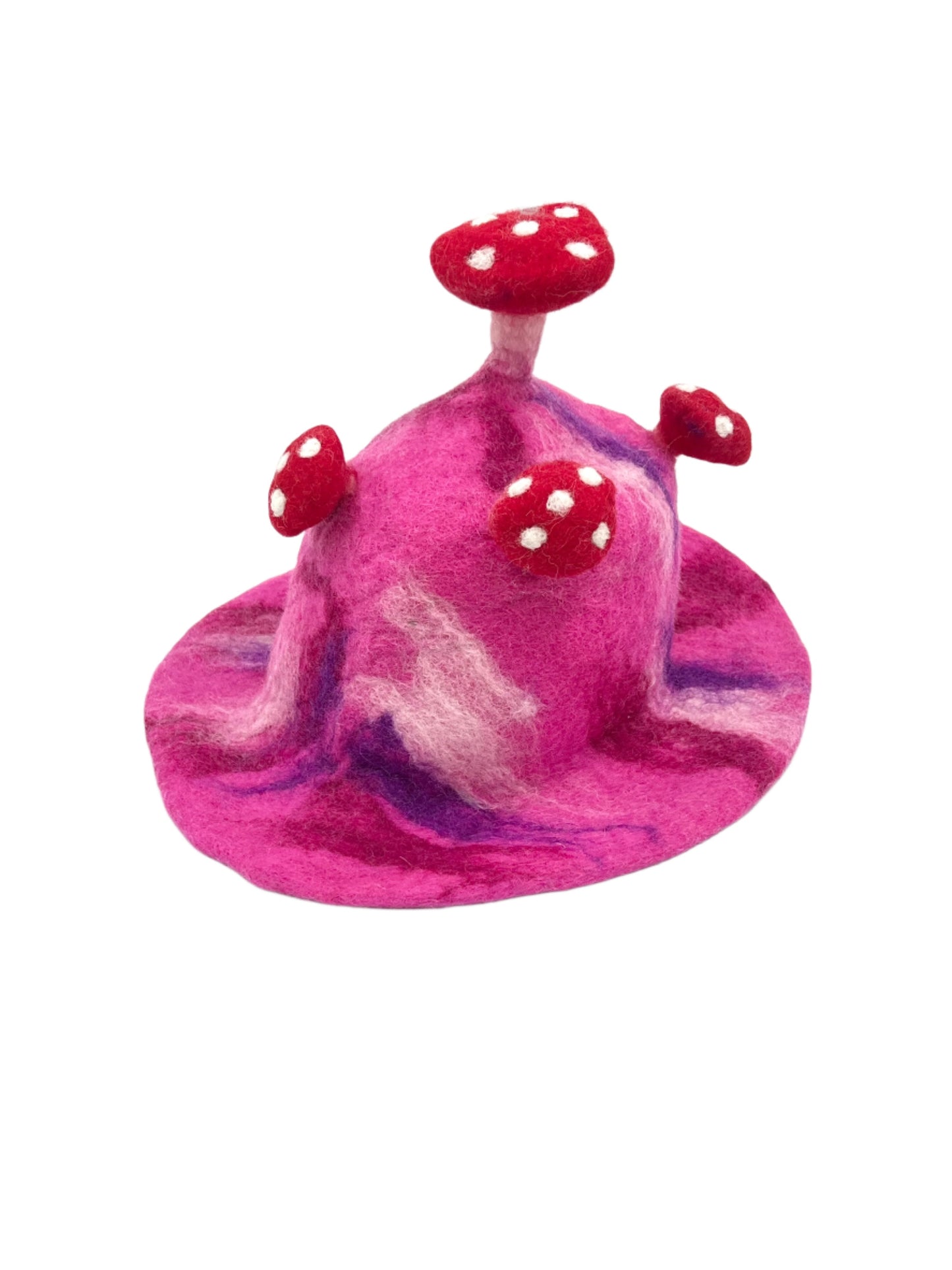 Hand felted Mushroom Wool Hats | Pink