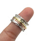 Silver Multi Metal Wavy Beaded Spinner Ring