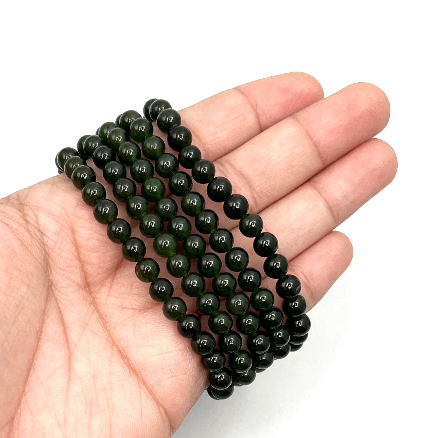 Dark Green Jade Stretchy Bracelet