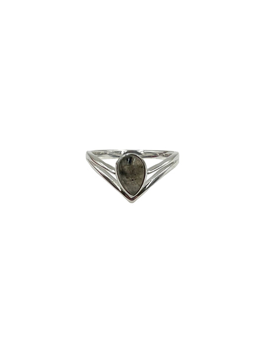 Crown Teardrop Labradorite Ring
