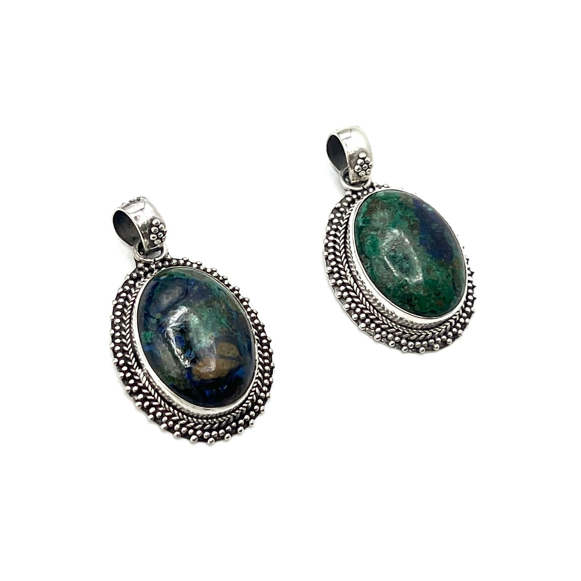 Sterling Silver Azurite & Malachite Pendants