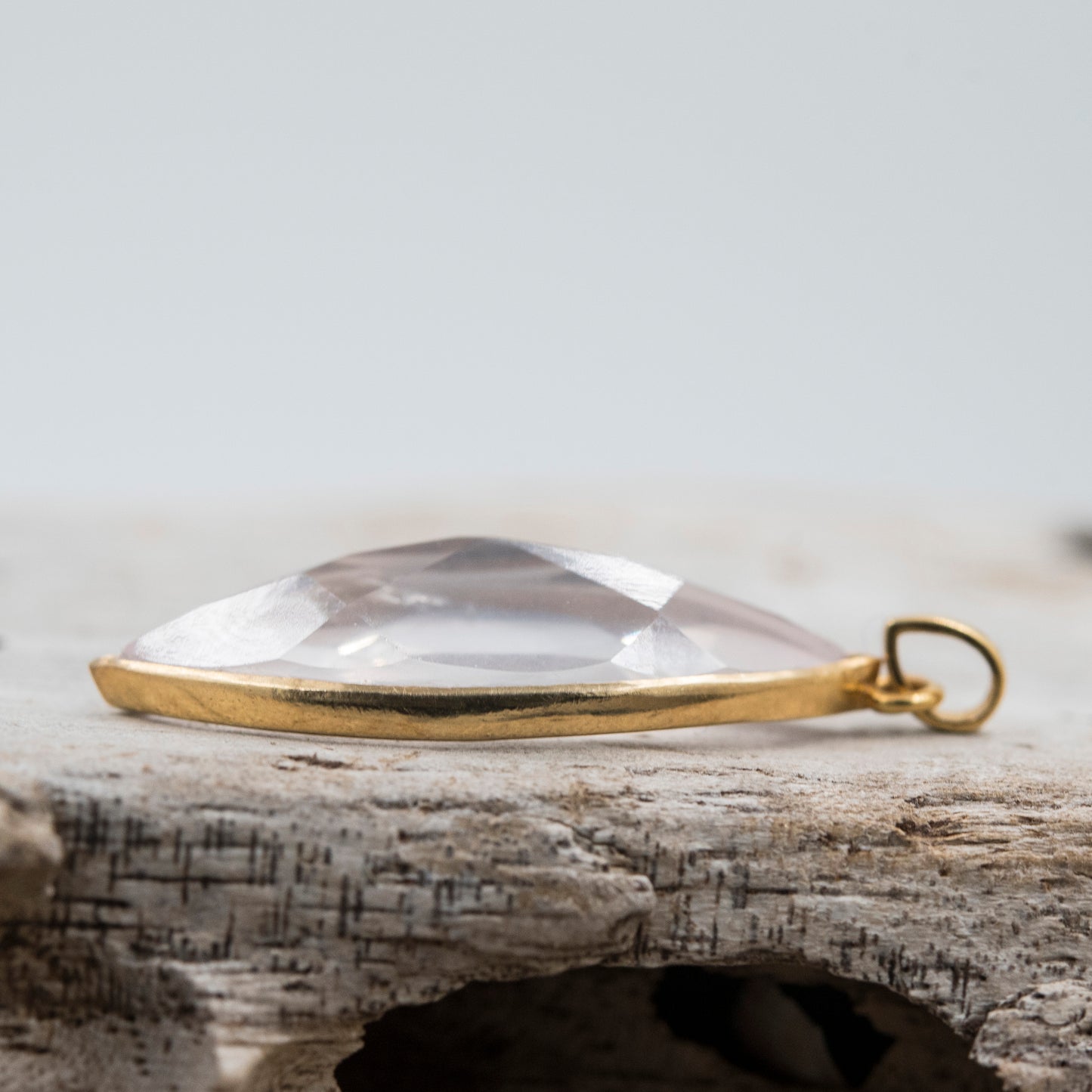 14 Karat Gold | Rose Quartz Marquise Cut Pendant