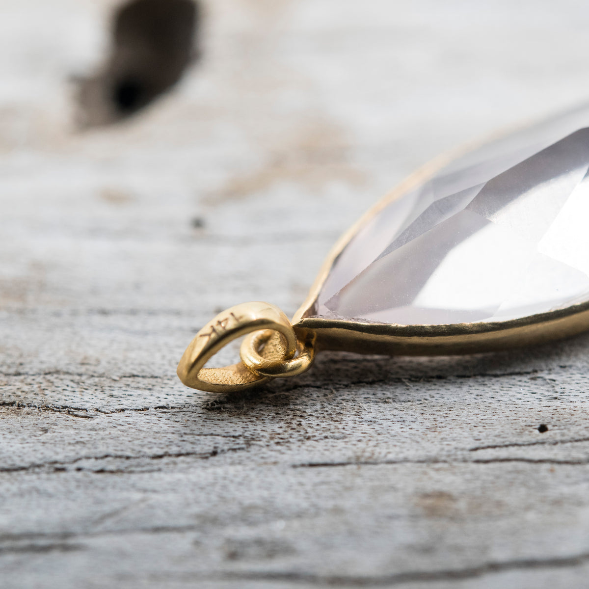 14 Karat Gold | Rose Quartz Marquise Cut Pendant