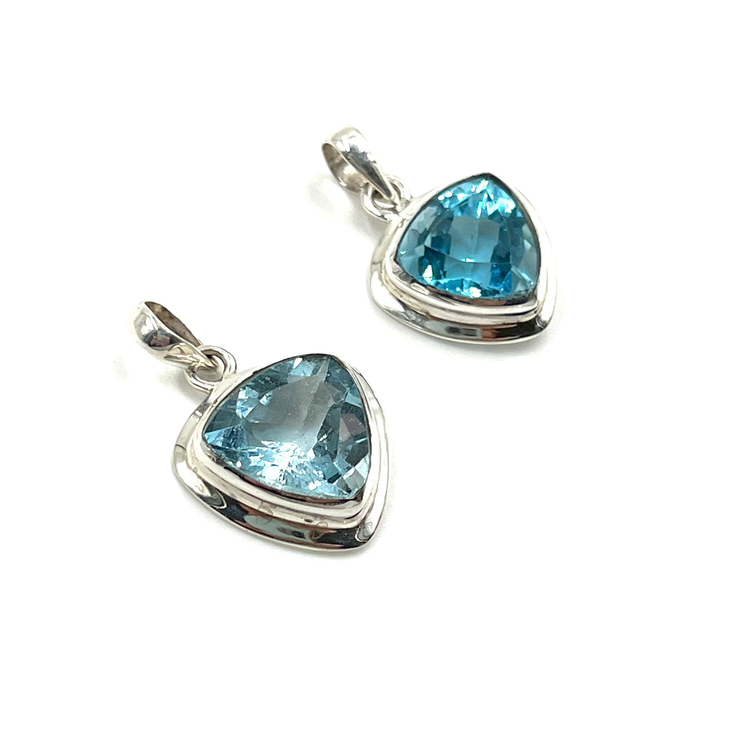 Sterling Silver Trillion Blue Topaz Pendants