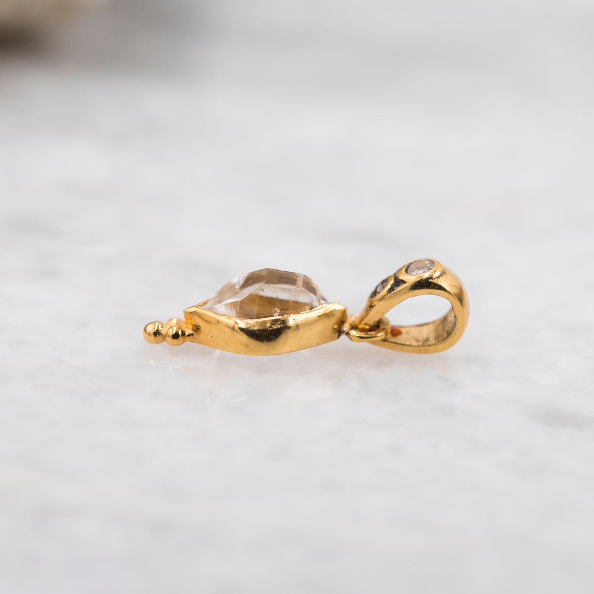 14 Karat Gold | Herkimer Diamond w/ faceted Diamonds Pendant Collection
