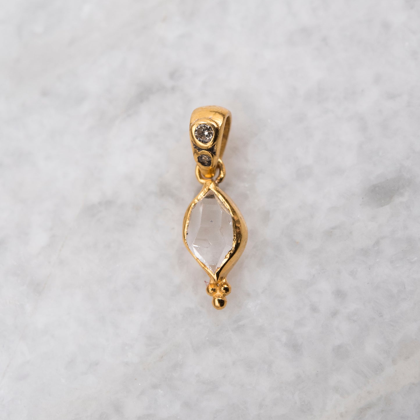 14 Karat Gold | Herkimer Diamond w/ faceted Diamonds Pendant Collection