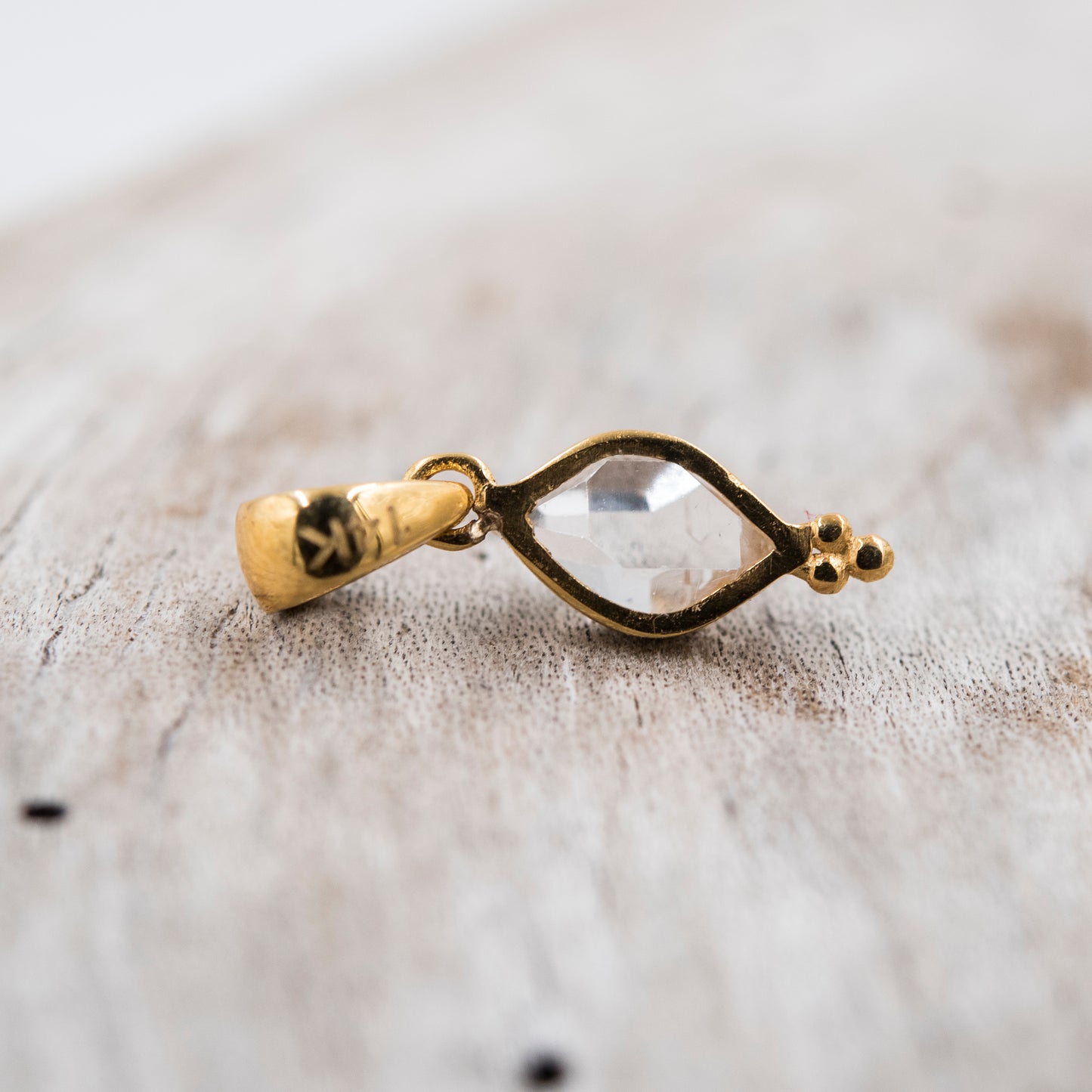 14 Karat Gold | Herkimer Diamond w/ faceted Diamonds Pendant Collection