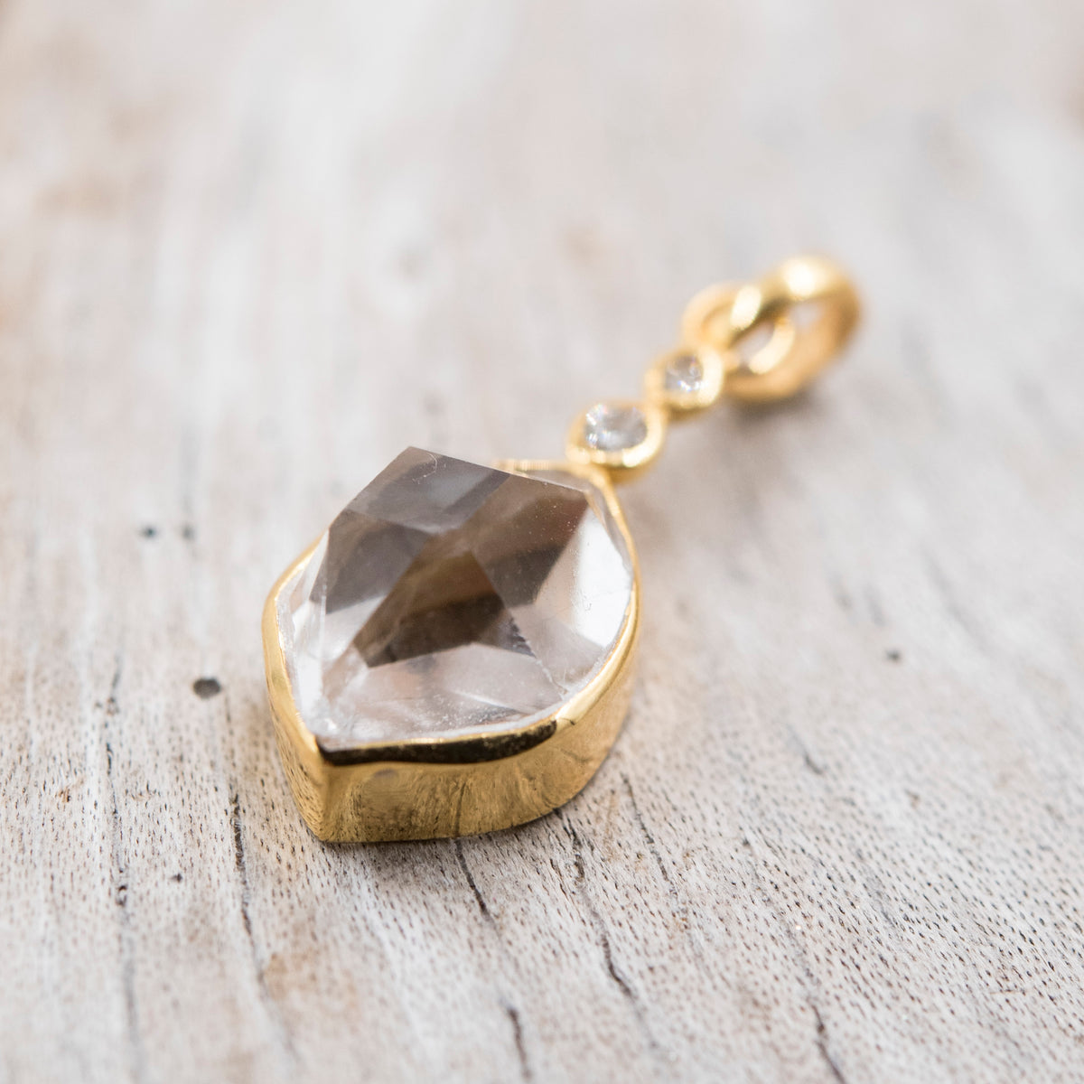 14 Karat Gold | Herkimer Diamond w/ faceted Diamonds Pendant Collection
