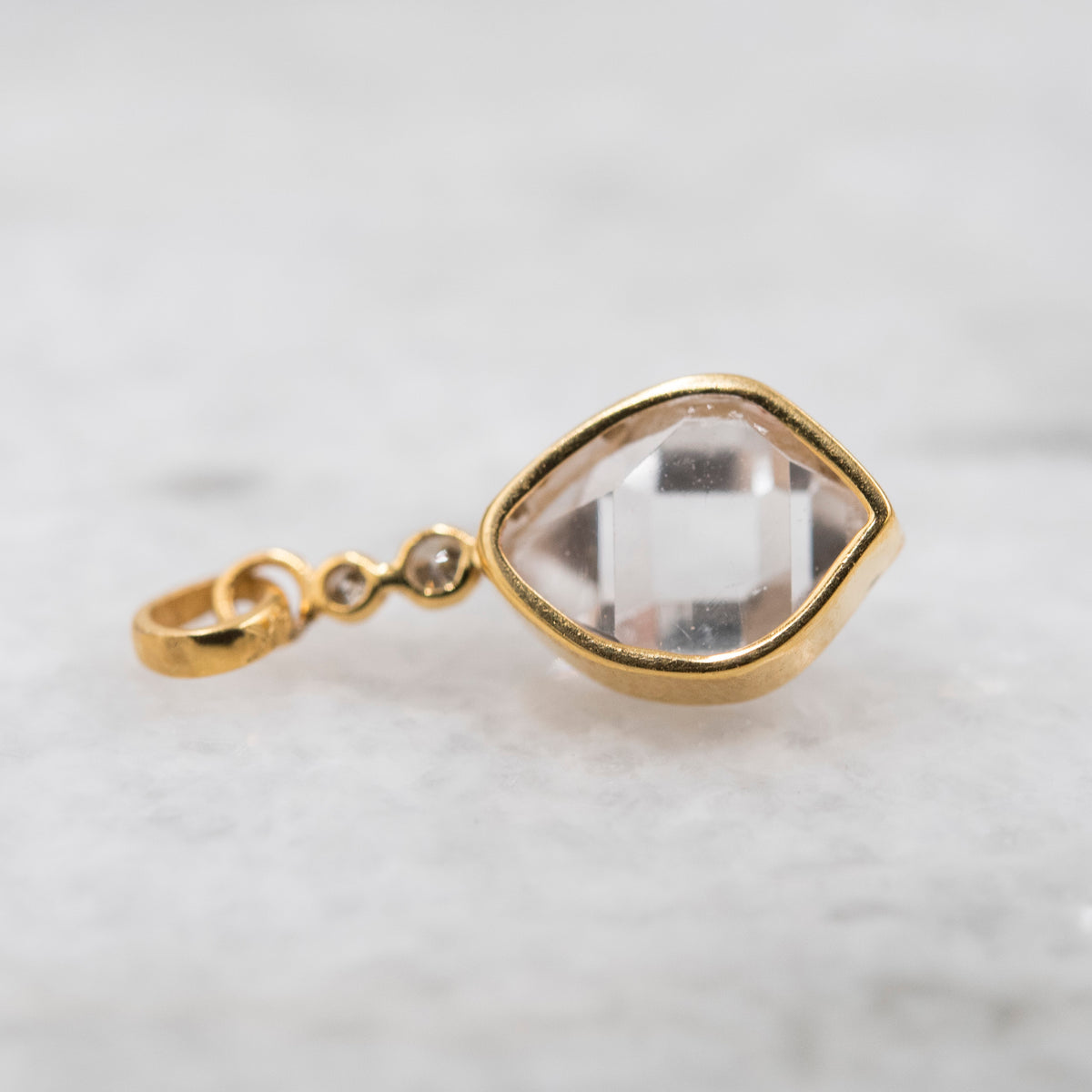 14 Karat Gold | Herkimer Diamond w/ faceted Diamonds Pendant Collection