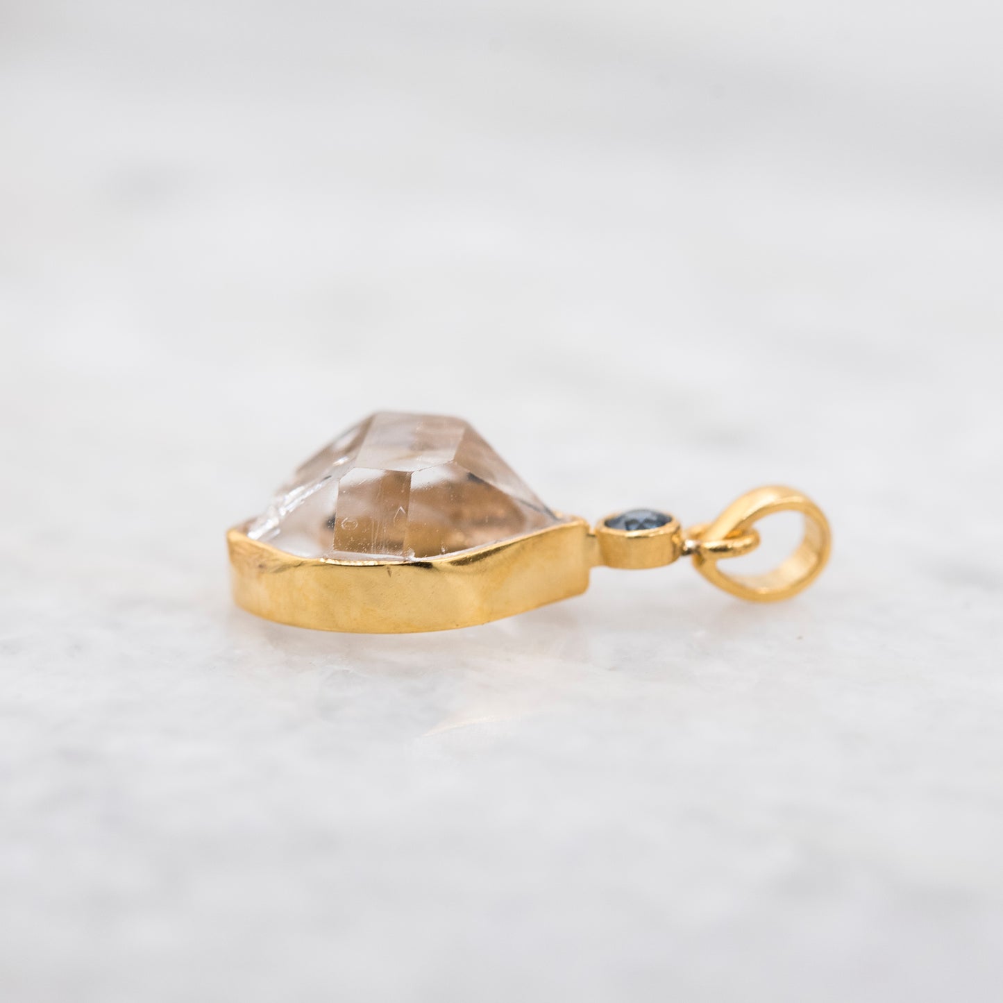 14 Karat Gold | Herkimer Diamond w/ faceted Sapphire Pendant Collection