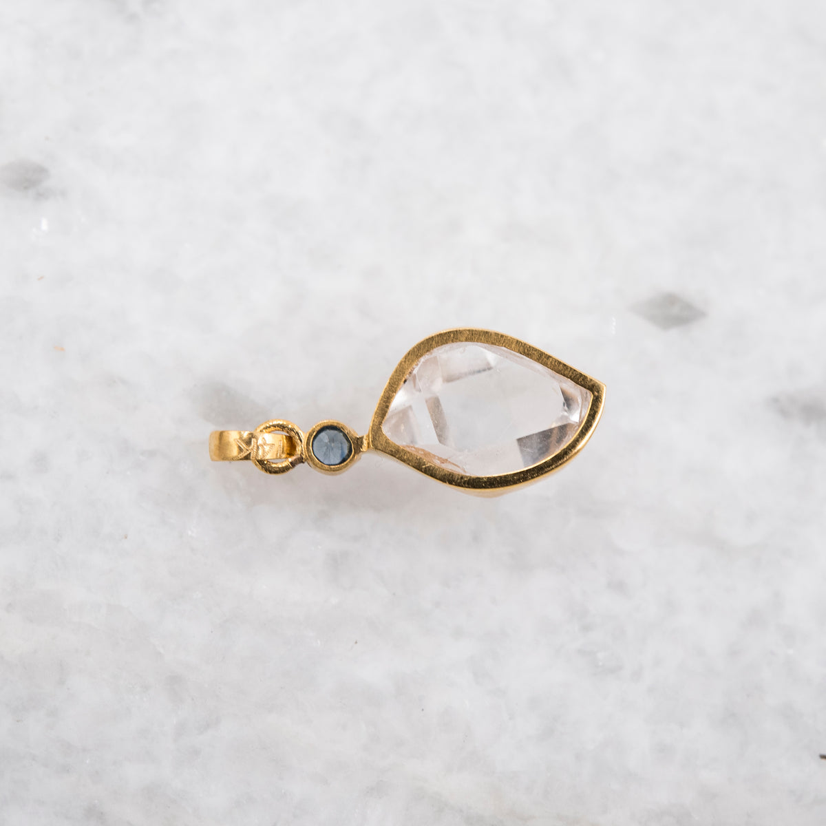 14 Karat Gold | Herkimer Diamond w/ faceted Sapphire Pendant Collection