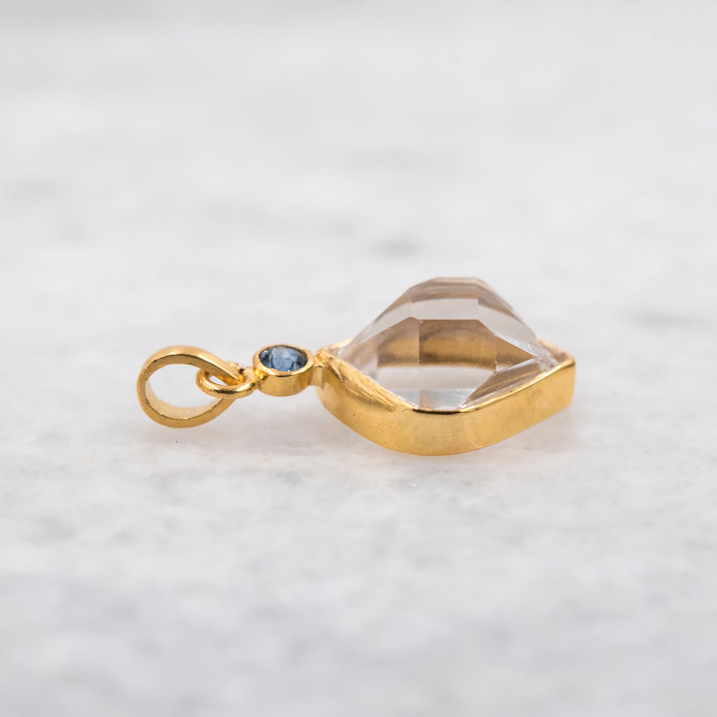 14 Karat Gold | Herkimer Diamond w/ faceted Sapphire Pendant Collection