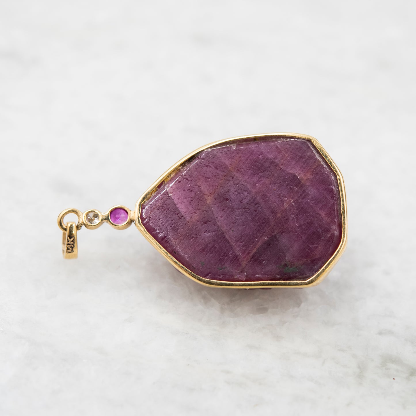 14 Karat Gold | Handcarved Ganesh Ruby Pendant
