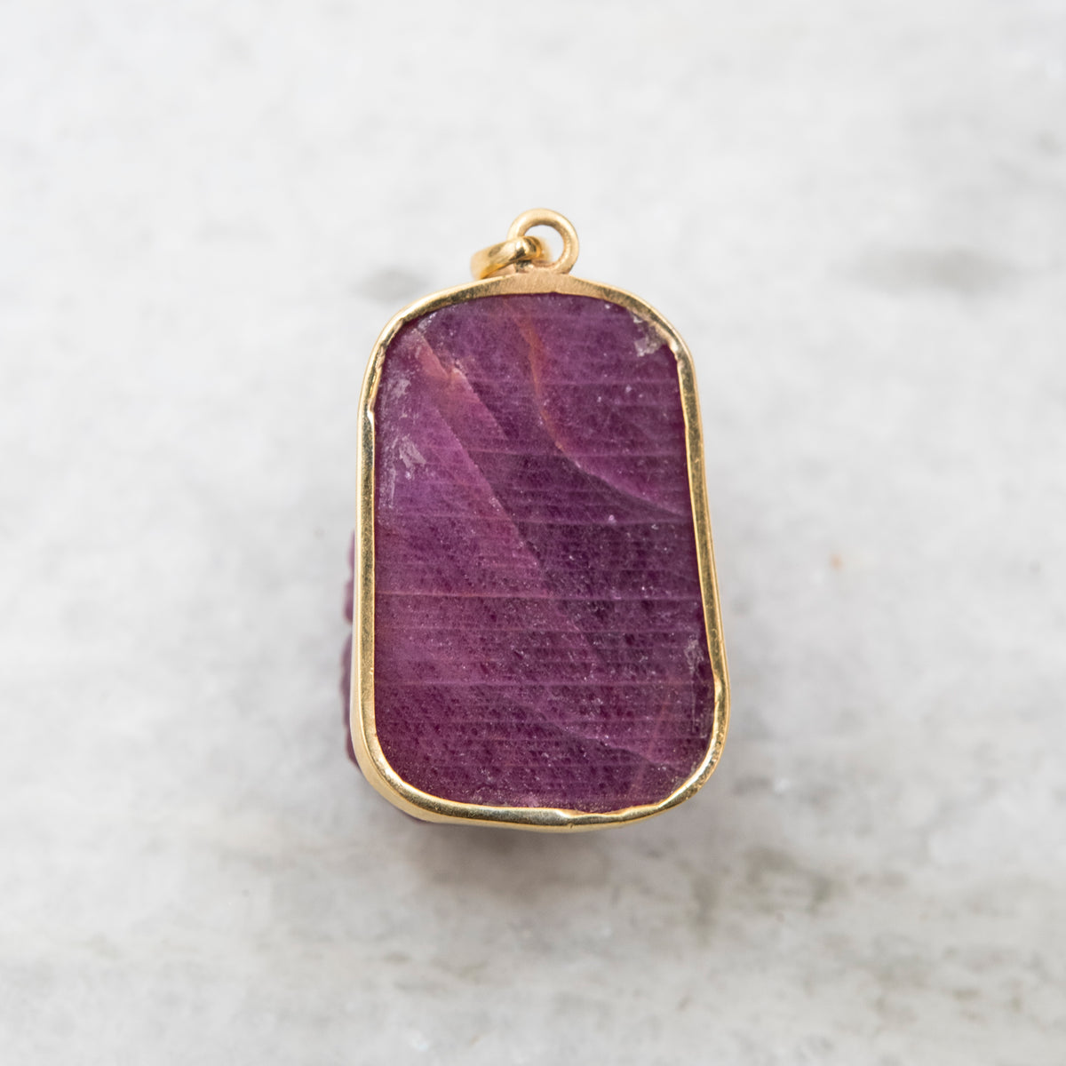14 Karat Gold | Hand carved Ganesh Ruby Pendant
