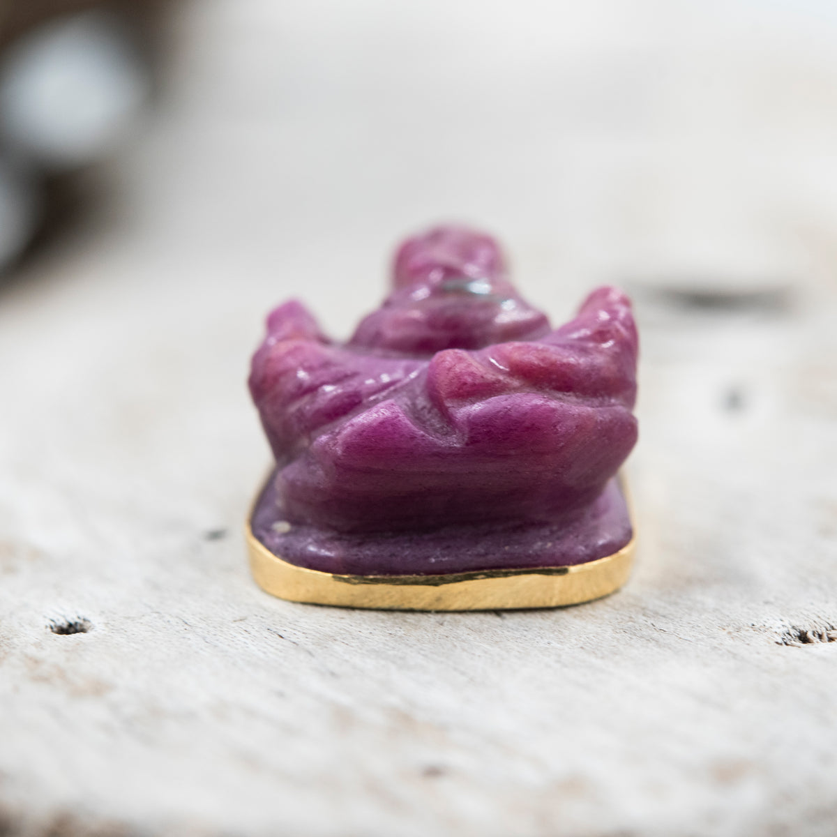 14 Karat Gold | Hand carved Ganesh Ruby Pendant