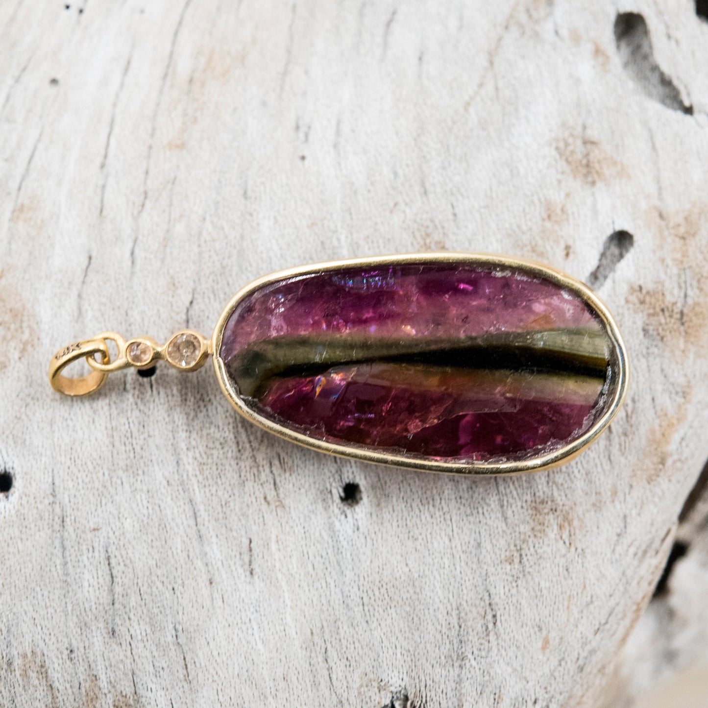 14 Karat Gold | Pink Tourmaline & Diamond Pendant