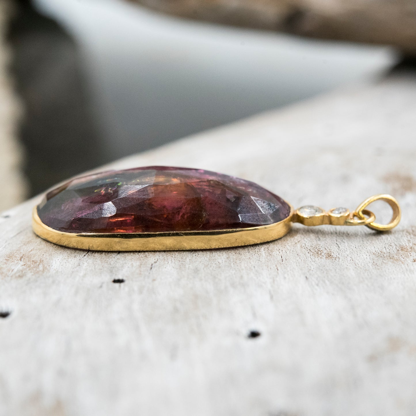 14 Karat Gold | Pink Tourmaline & Diamond Pendant
