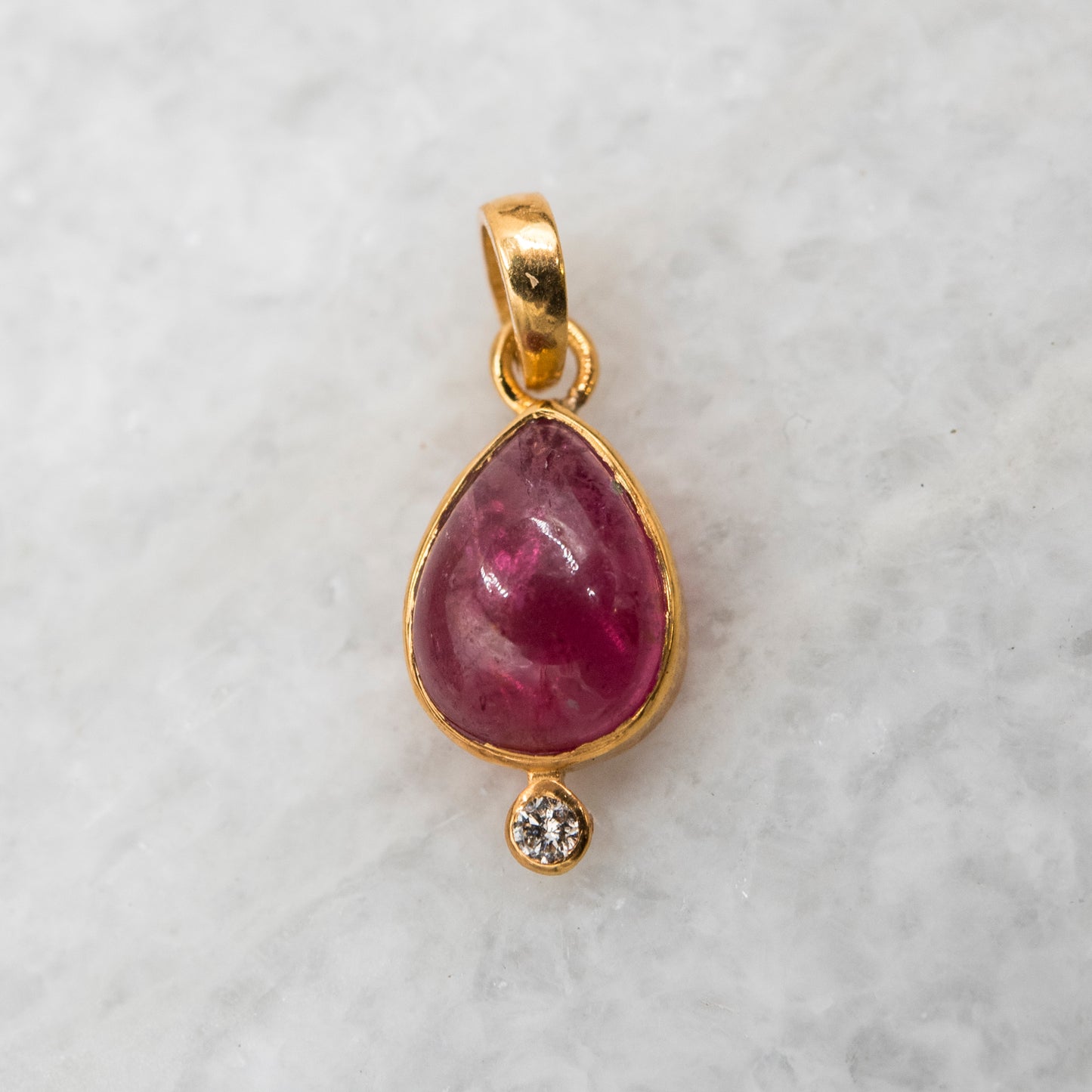 14 Karat Gold | Pink Tourmaline & Diamond Pendant