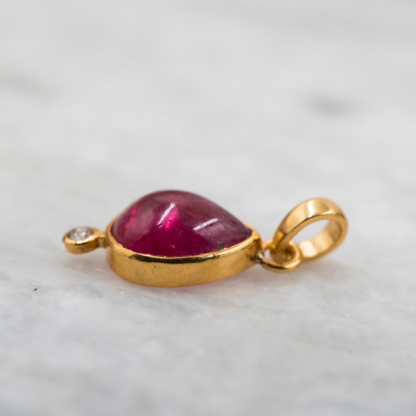 14 Karat Gold | Pink Tourmaline & Diamond Pendant
