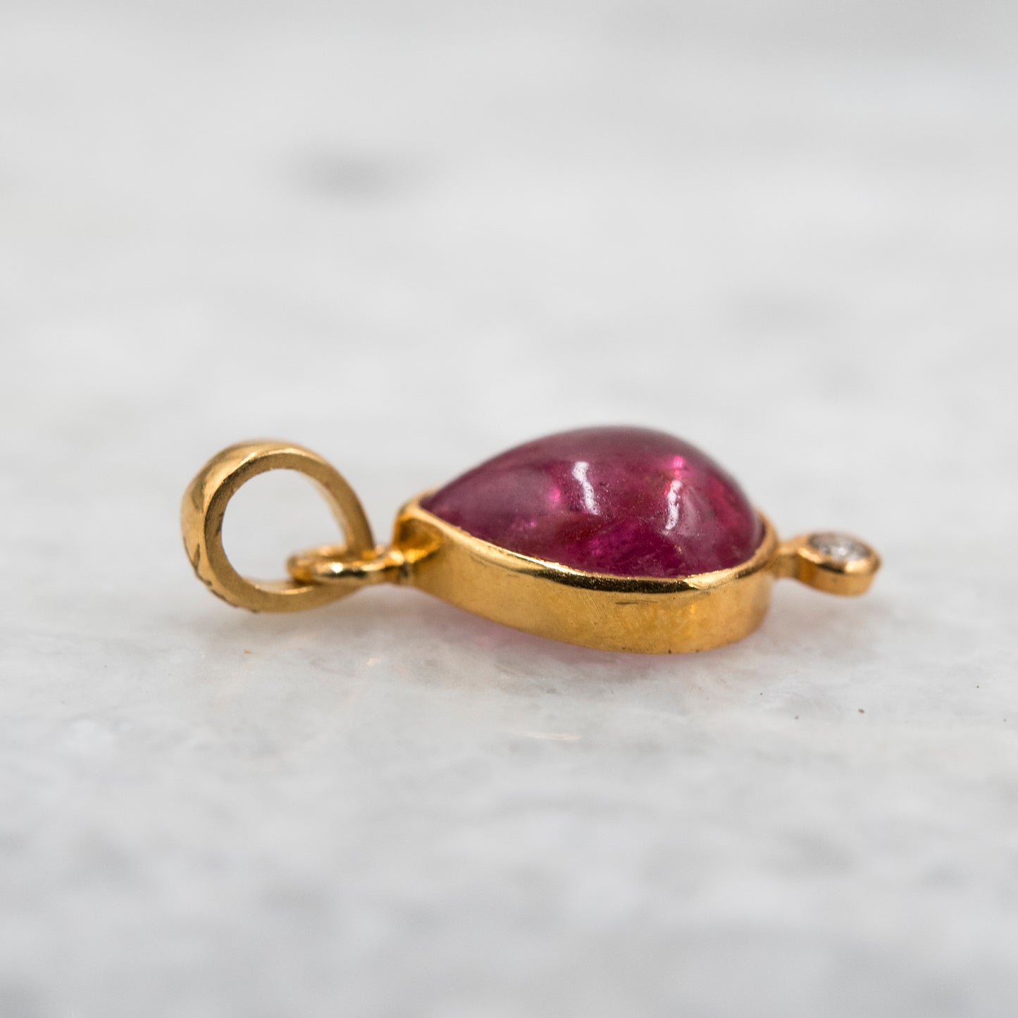 14 Karat Gold | Pink Tourmaline & Diamond Pendant