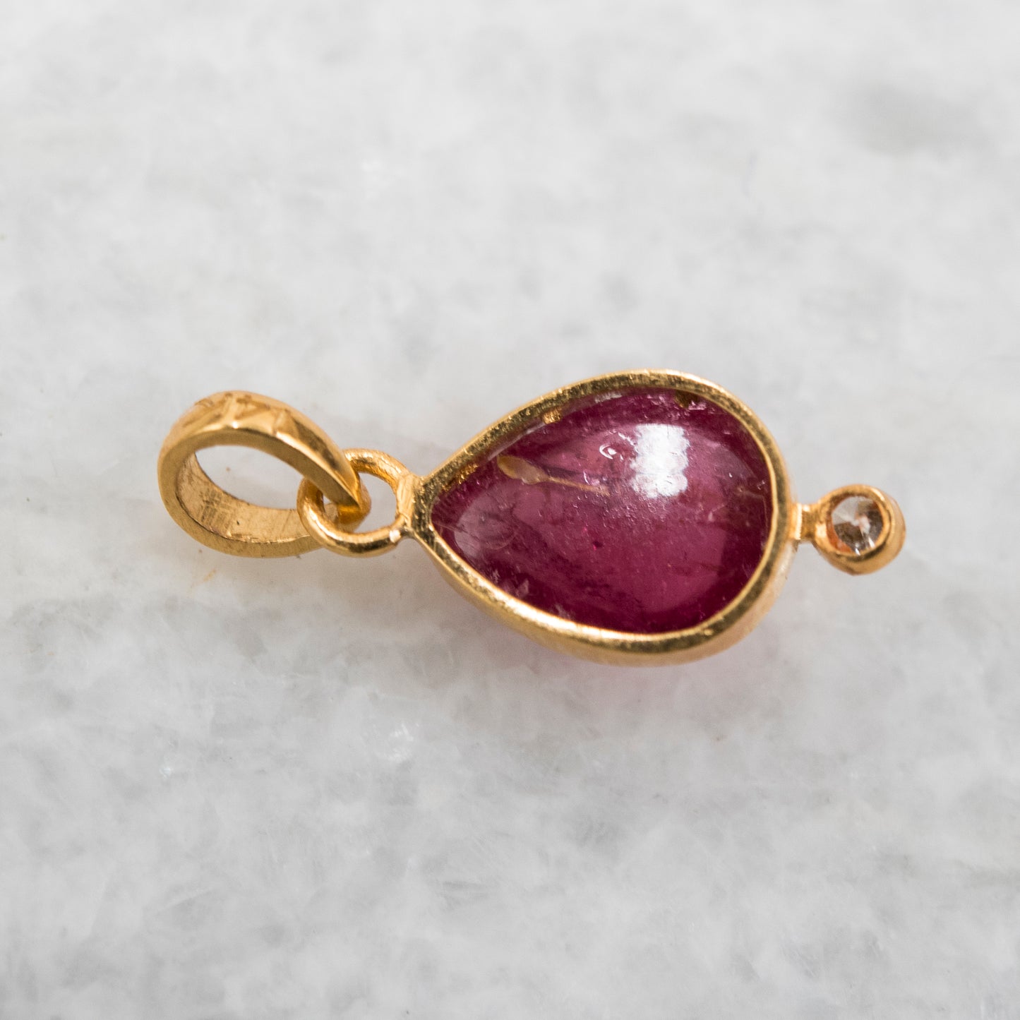 14 Karat Gold | Pink Tourmaline & Diamond Pendant