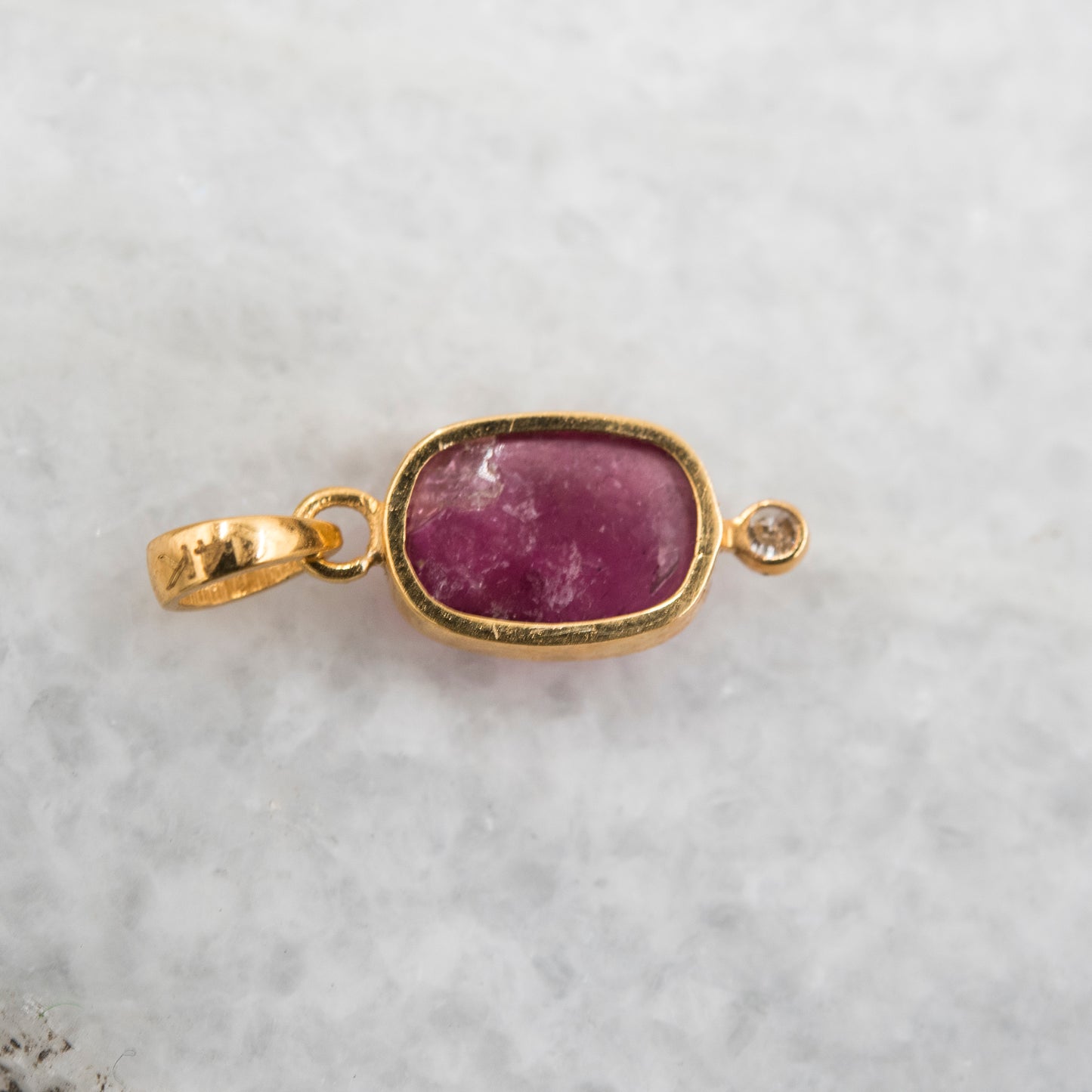 14 Karat Gold | Pink Tourmaline & Diamond Pendant