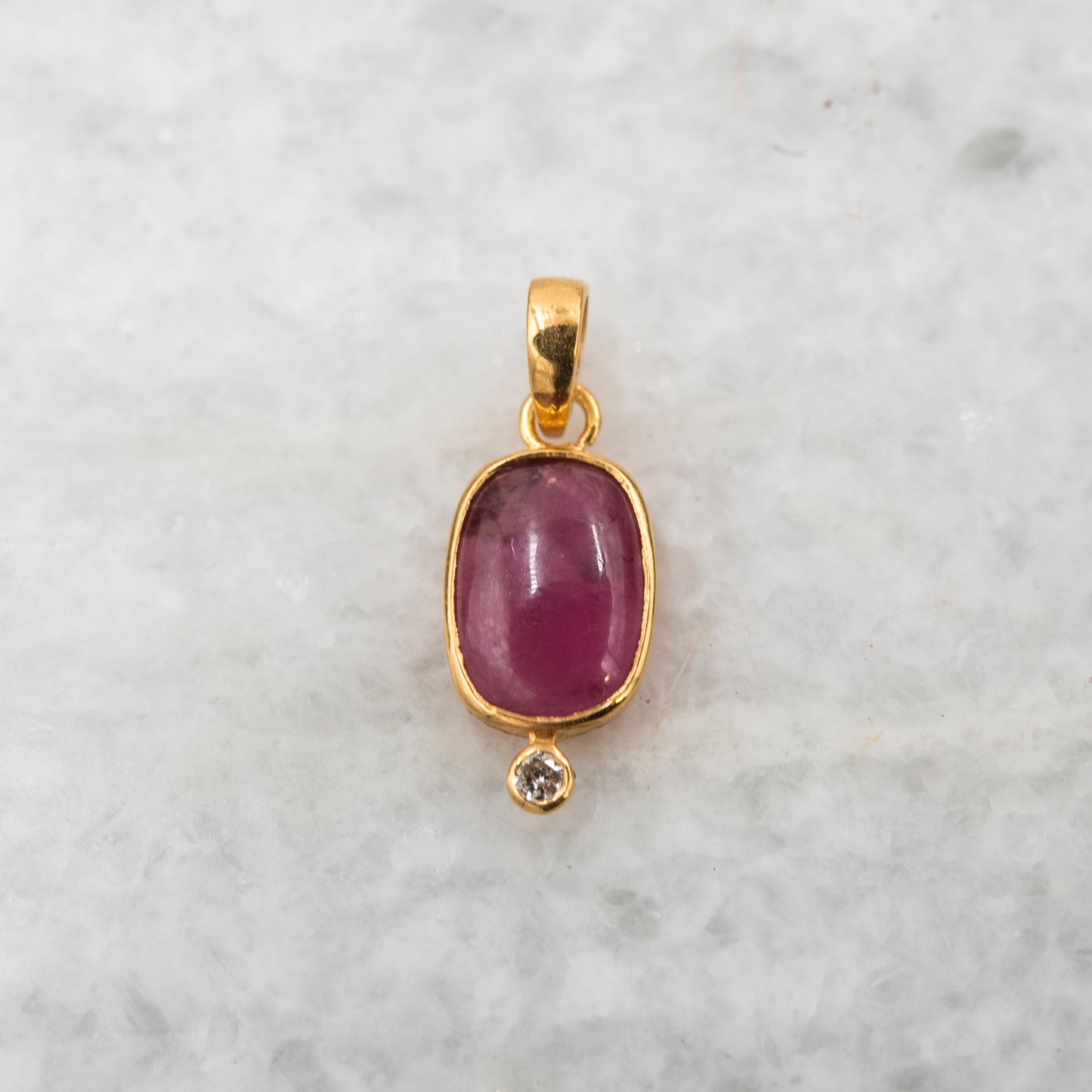 14 Karat Gold | Pink Tourmaline & Diamond Pendant